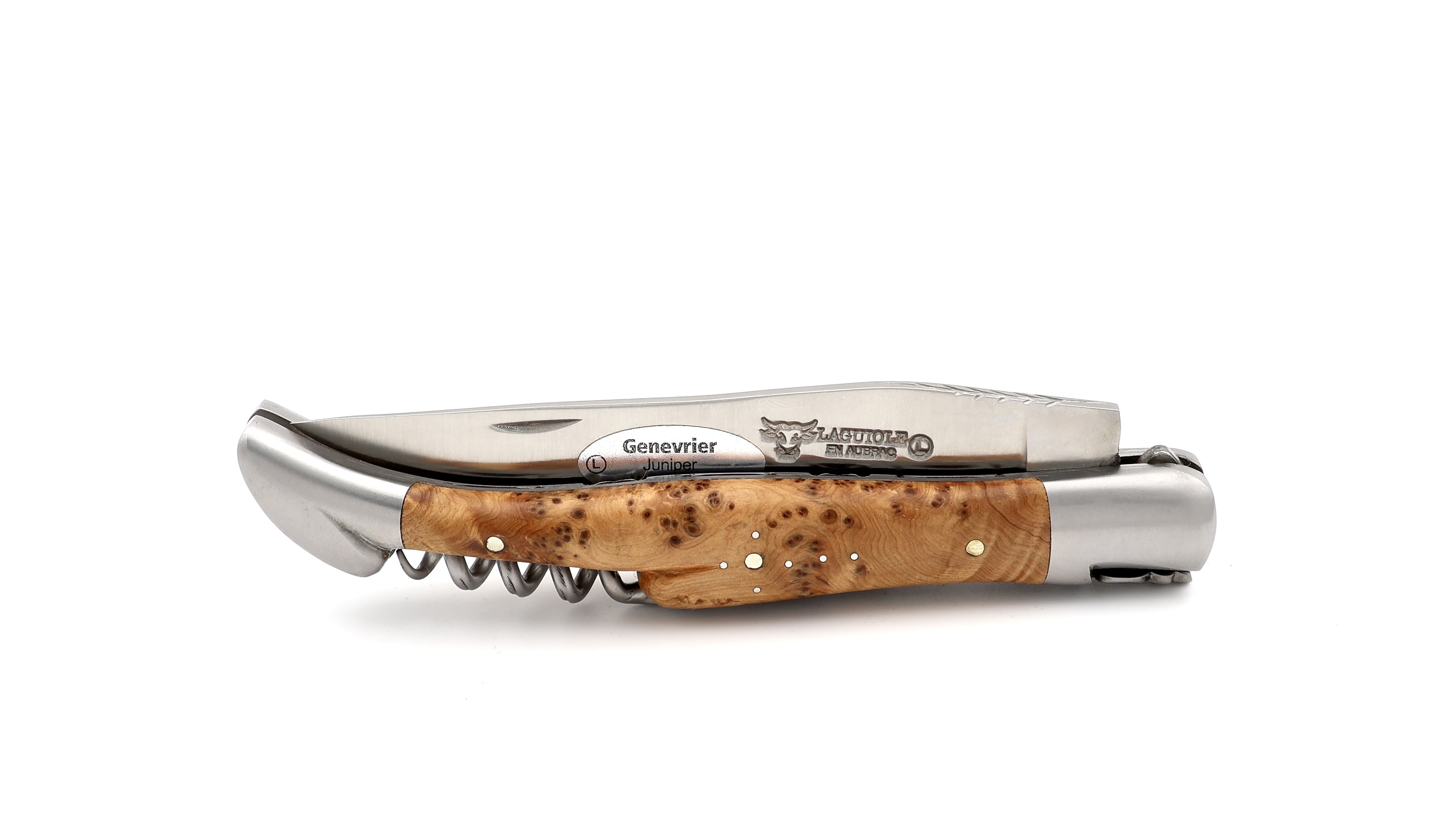 Laguiole en Aubrac Wacholder mit Korkenzieher Doppelplatine  12 cm