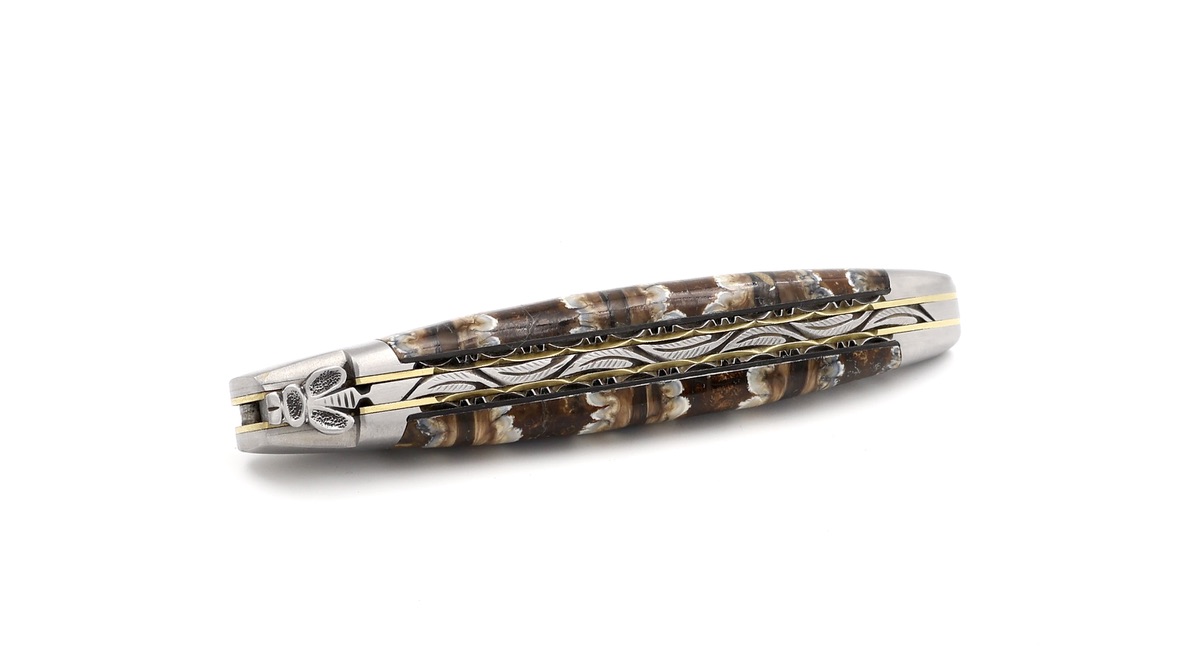 Laguiole en Aubrac Mammutbackenzahn braun Doppelplatine 12 cm