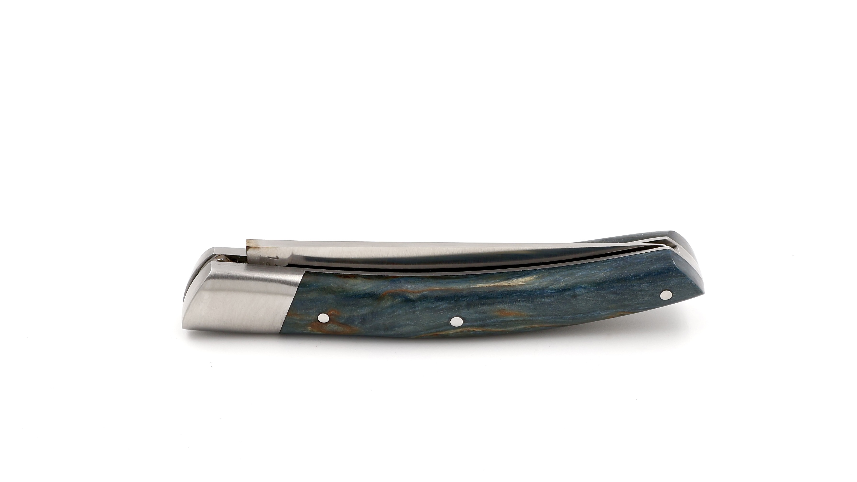 AU SABOT THIERS knife 10 cm birchwood burl blue