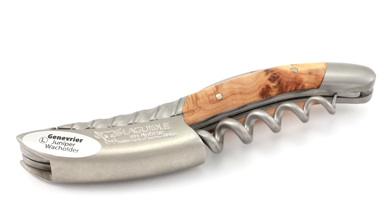 Laguiole en Aubrac Laguiole Sommelier knife Juniper bolsters engraving Torsadé