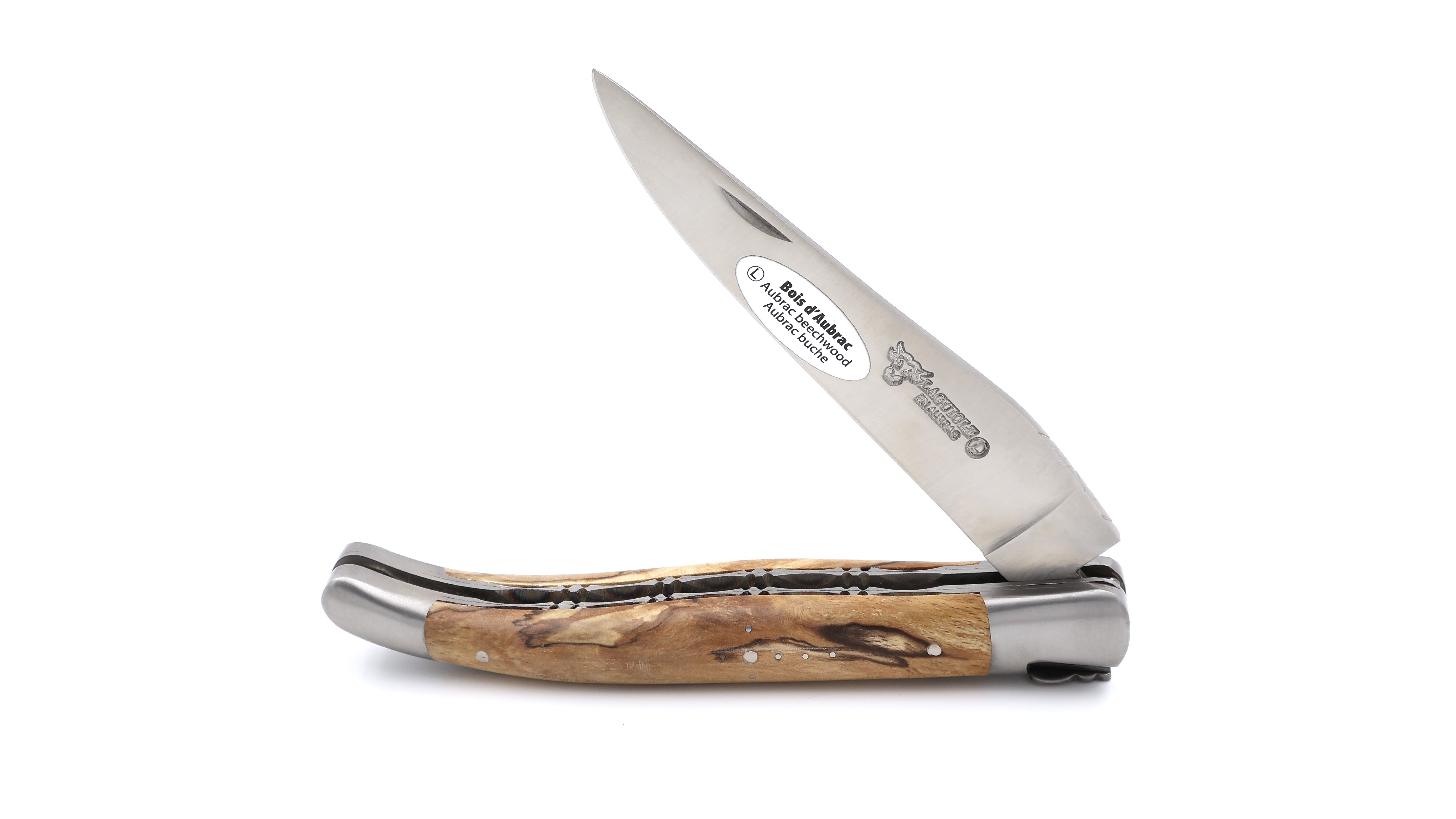 Laguiole en Aubrac doubleplate knife Aubrac beech wood 12 cm