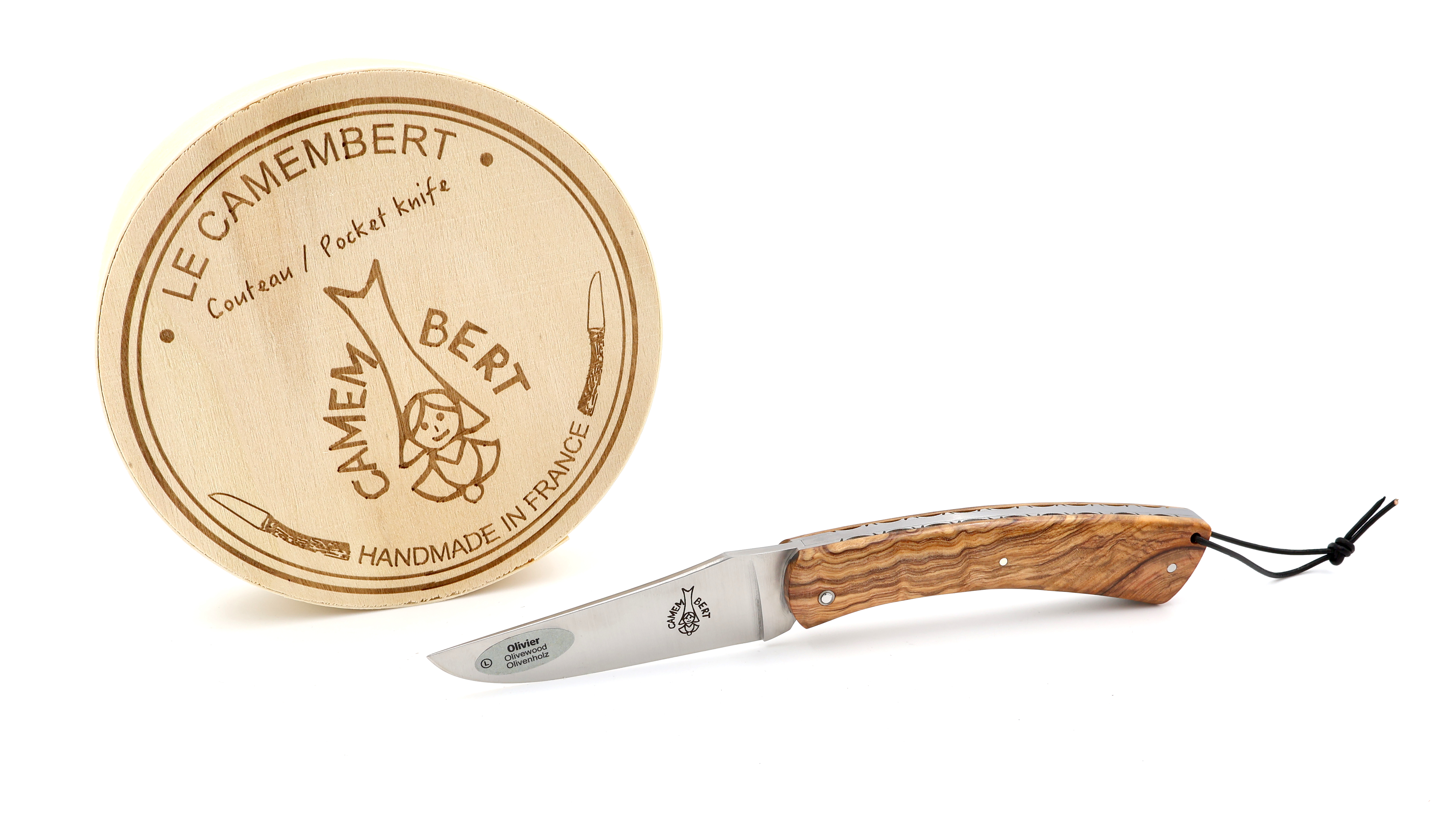 Laguiole en Aubrac CAMEMBERT knife olivewood with guillochage