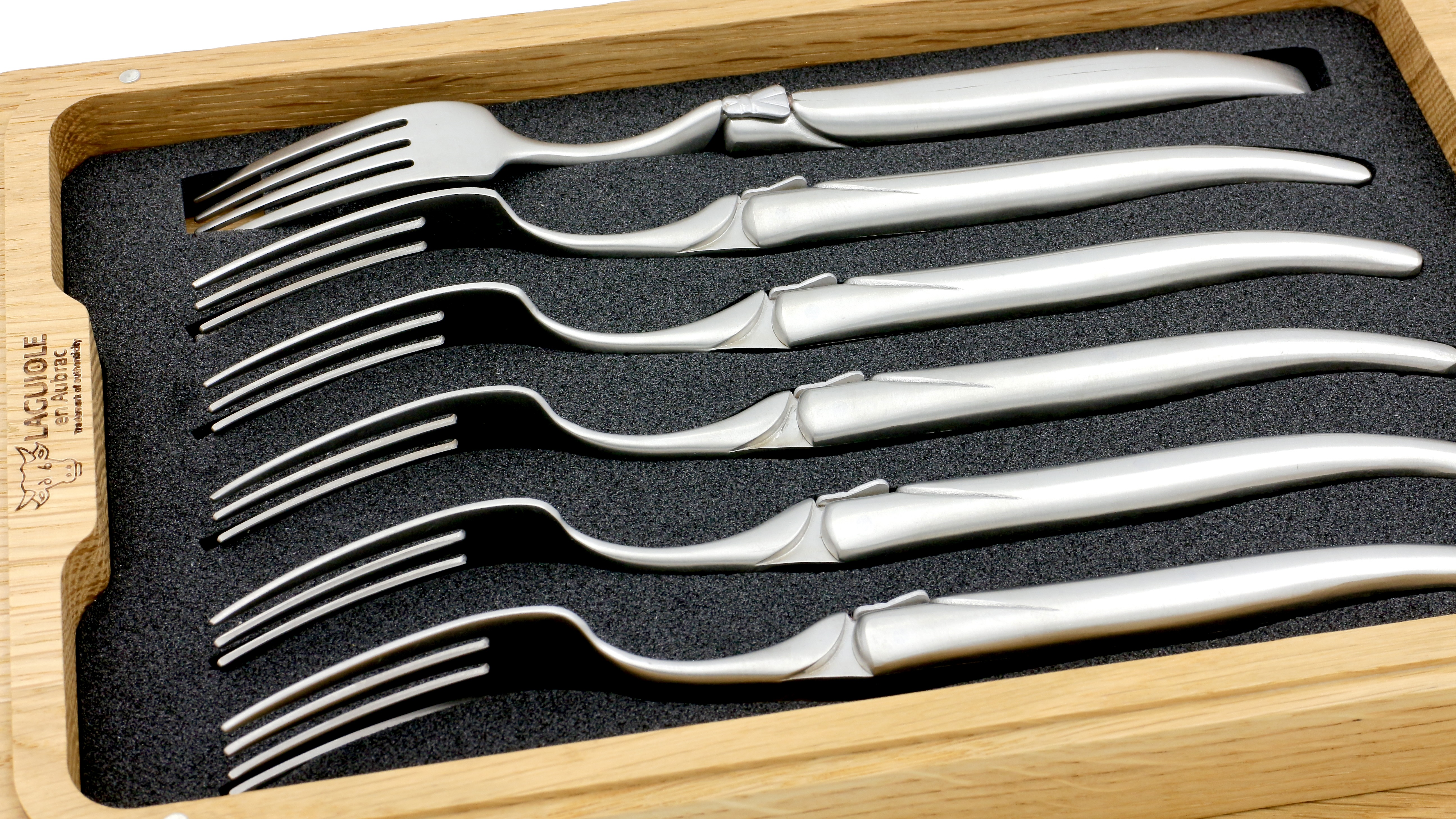 Laguiole en Aubrac Laguiole Steakgabel Set 6-teilig Edelstahl geschmiedet komplett matt