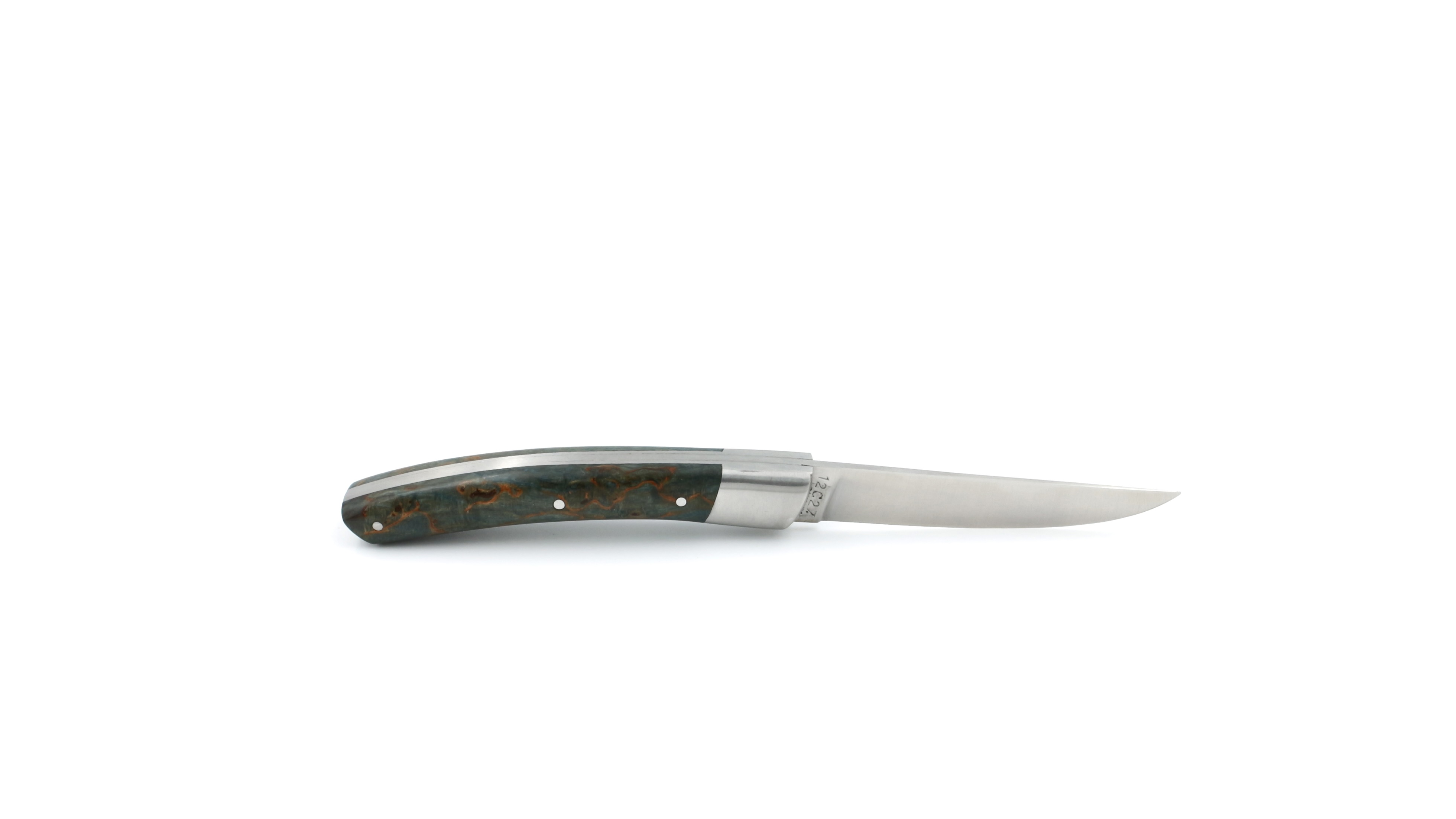 AU SABOT Le Thiers Messer 10 cm Maserbirke blau