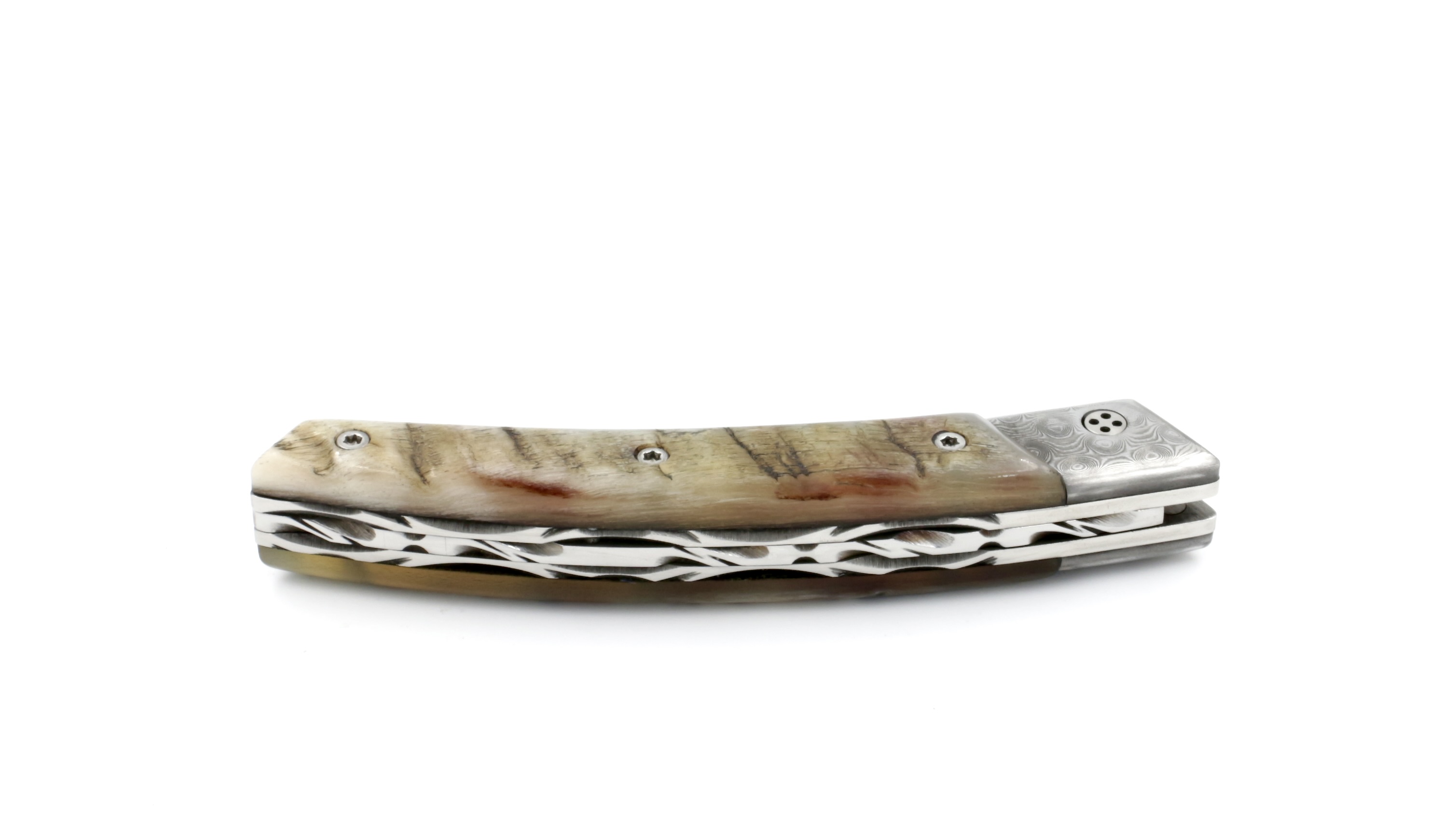 Claude DOZORME Thiers RLT ram horn damascus blade and bolsters