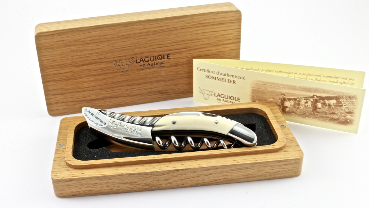 Laguiole en Aubrac Sommelier knife Mammuoth ivory torsadé