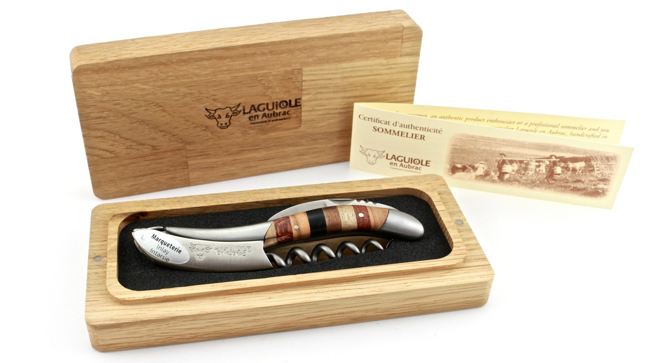 Laguiole en Aubrac Laguiole Sommelier knife Marquetterie/Woodstock