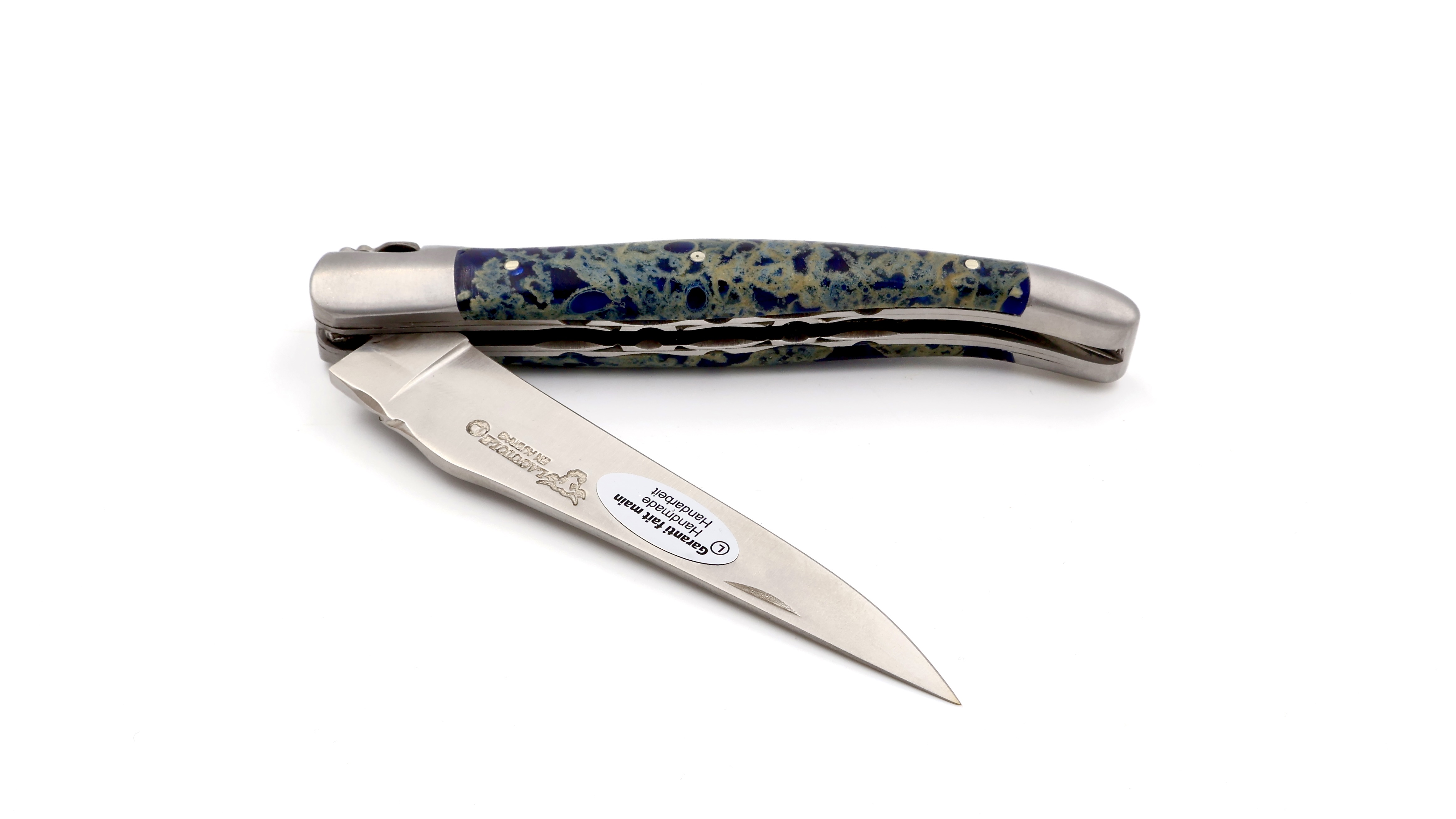 Laguiole en Aubrac blauer Lavastein Doppelplatine 12 cm