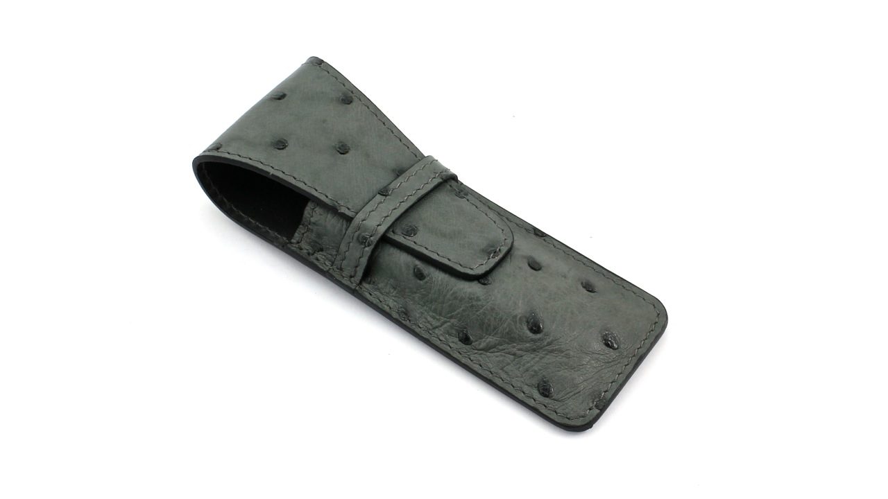 Lux-grau Taschenetui LUX Straussenleder von MAX CAPDEBARTHES 12 cm grau