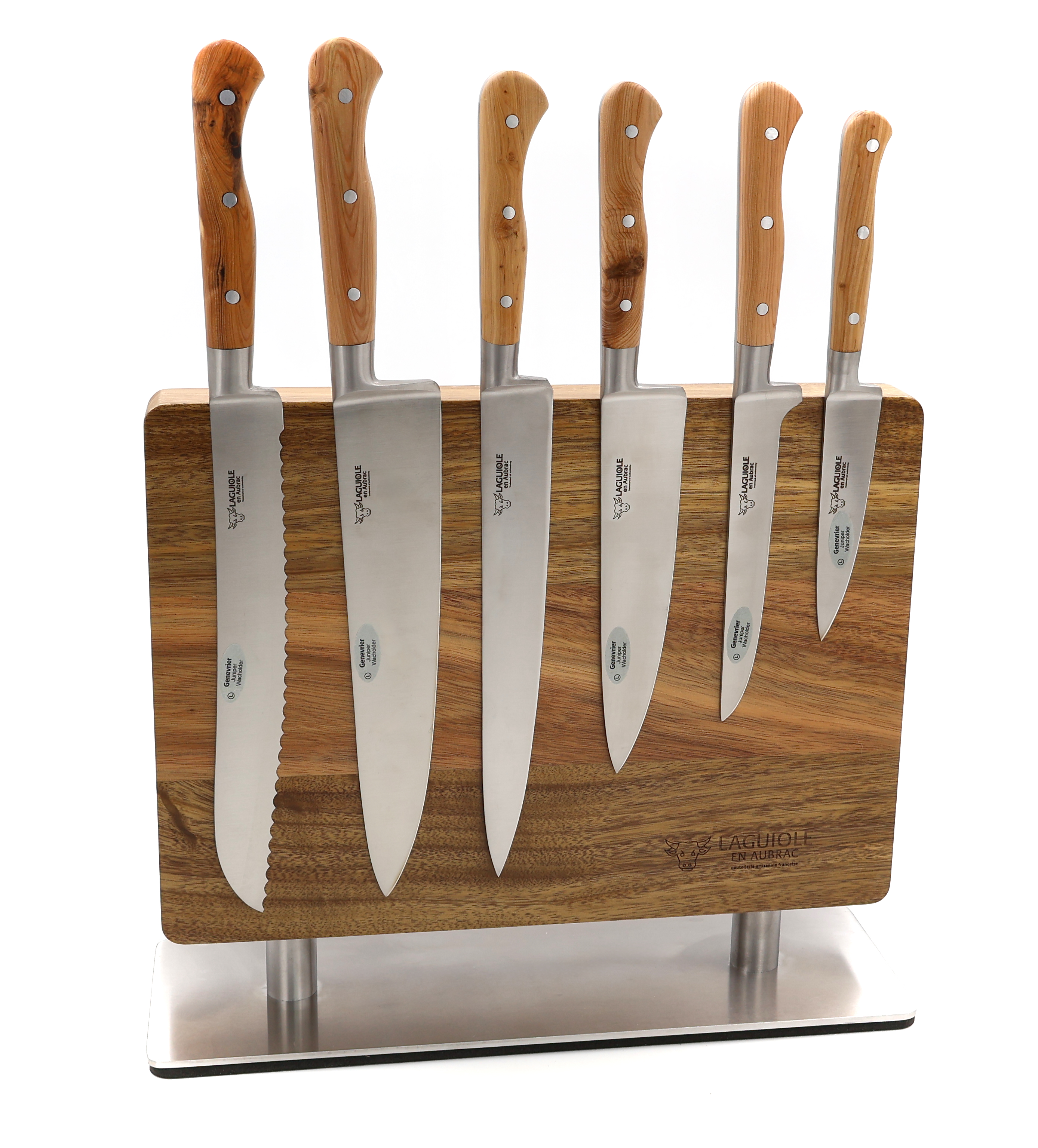 Laguiole en Aubrac  Kochmesser-Set Wacholder 6-teilig mit Magnetblock