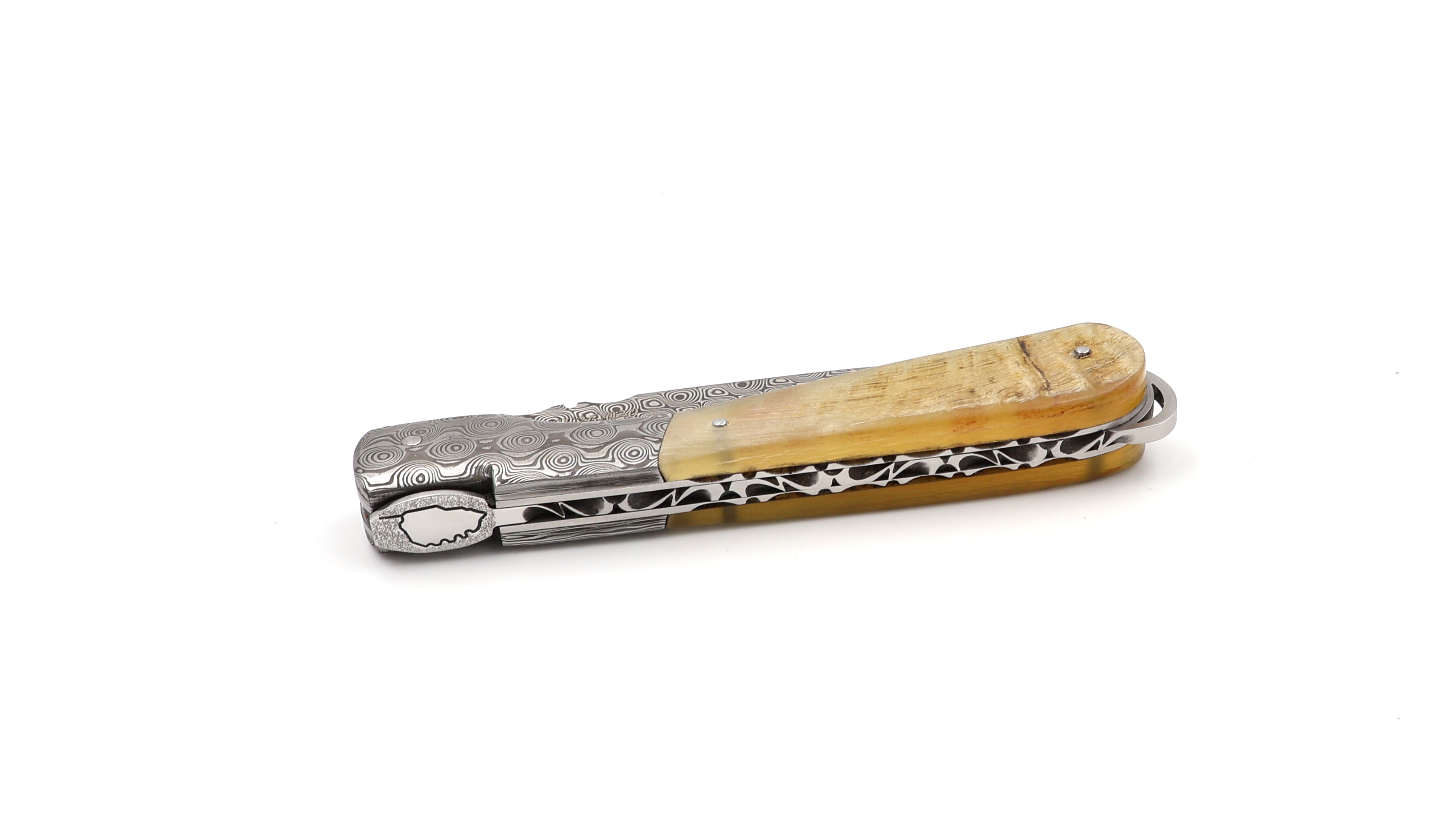 Fontenille Pataud SPERONE guillochiert Damast Widderhorn Damastbacken 12 cm