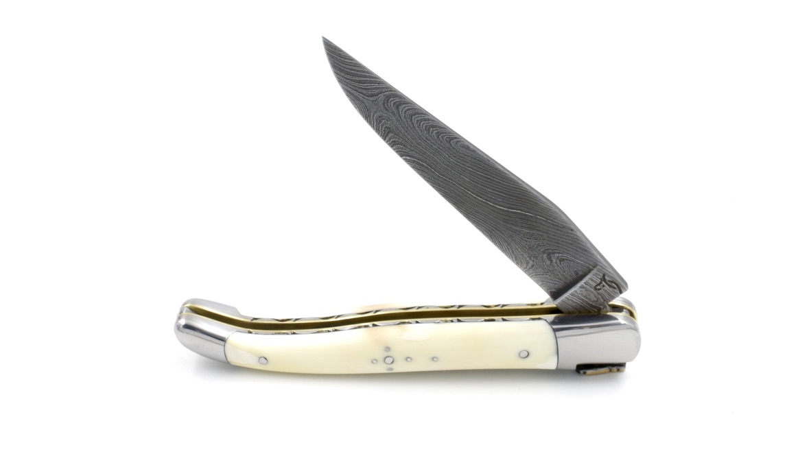 Honoré Durand Laguiole knife unique piece wild damascus,mammoth tusk 12 cm