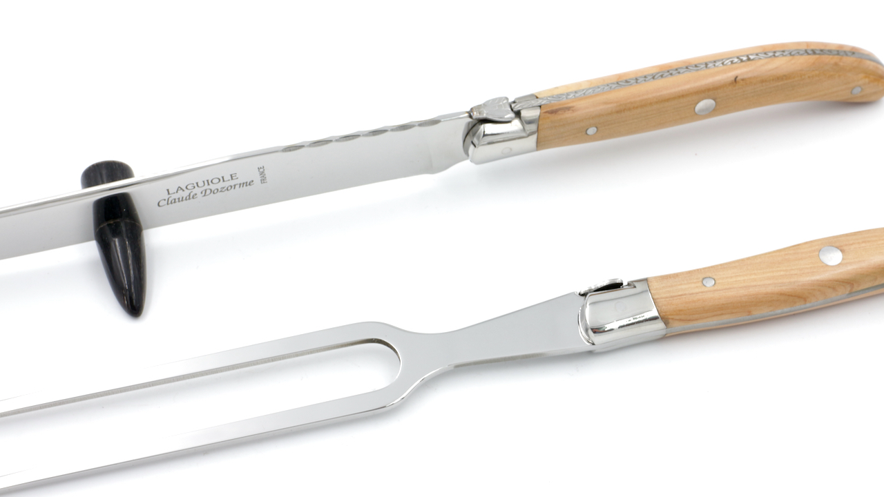 Claude DOZORME Laguiole crving set juniper