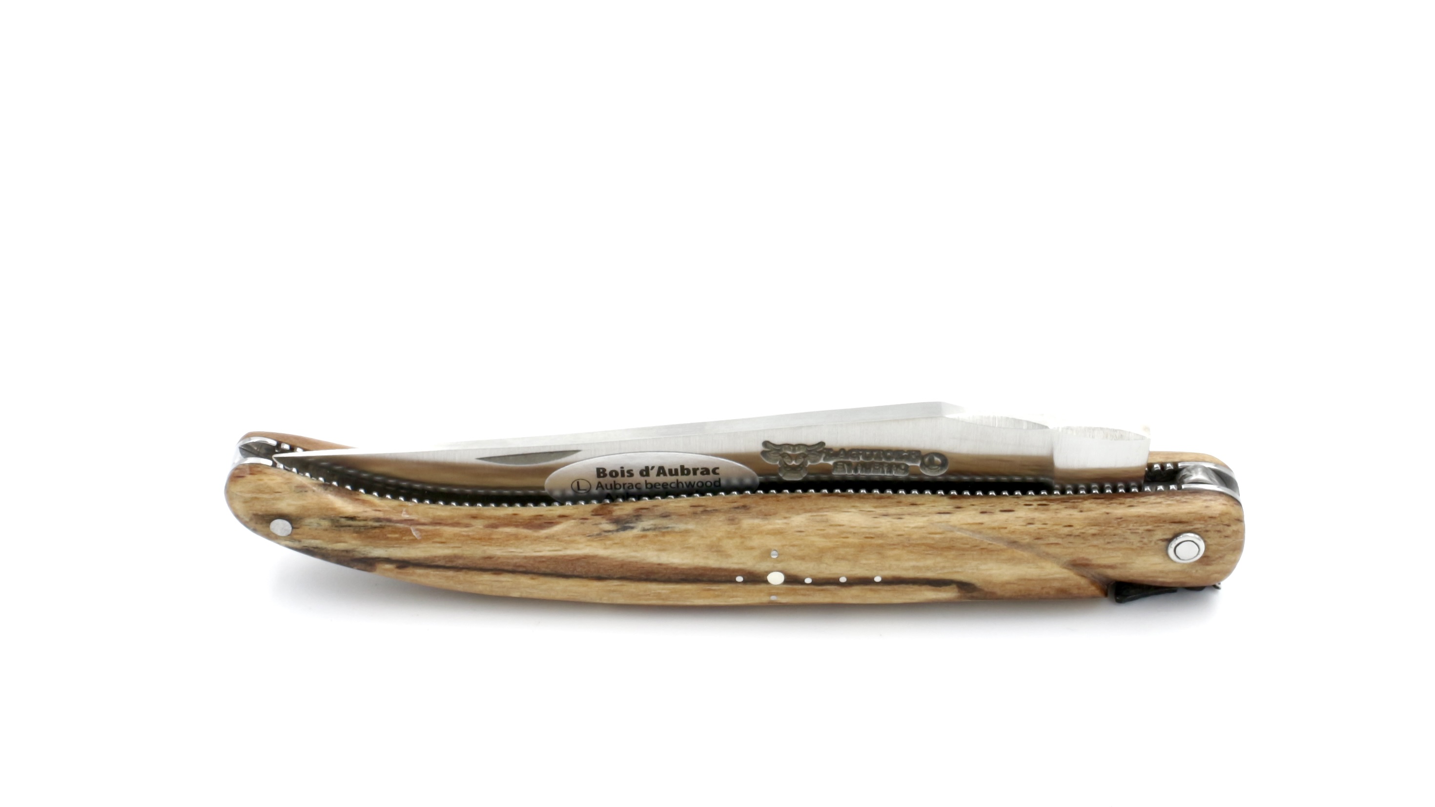 Laguiole en Aubrac aubrac wood pearl full handle chisled plates 12 cm