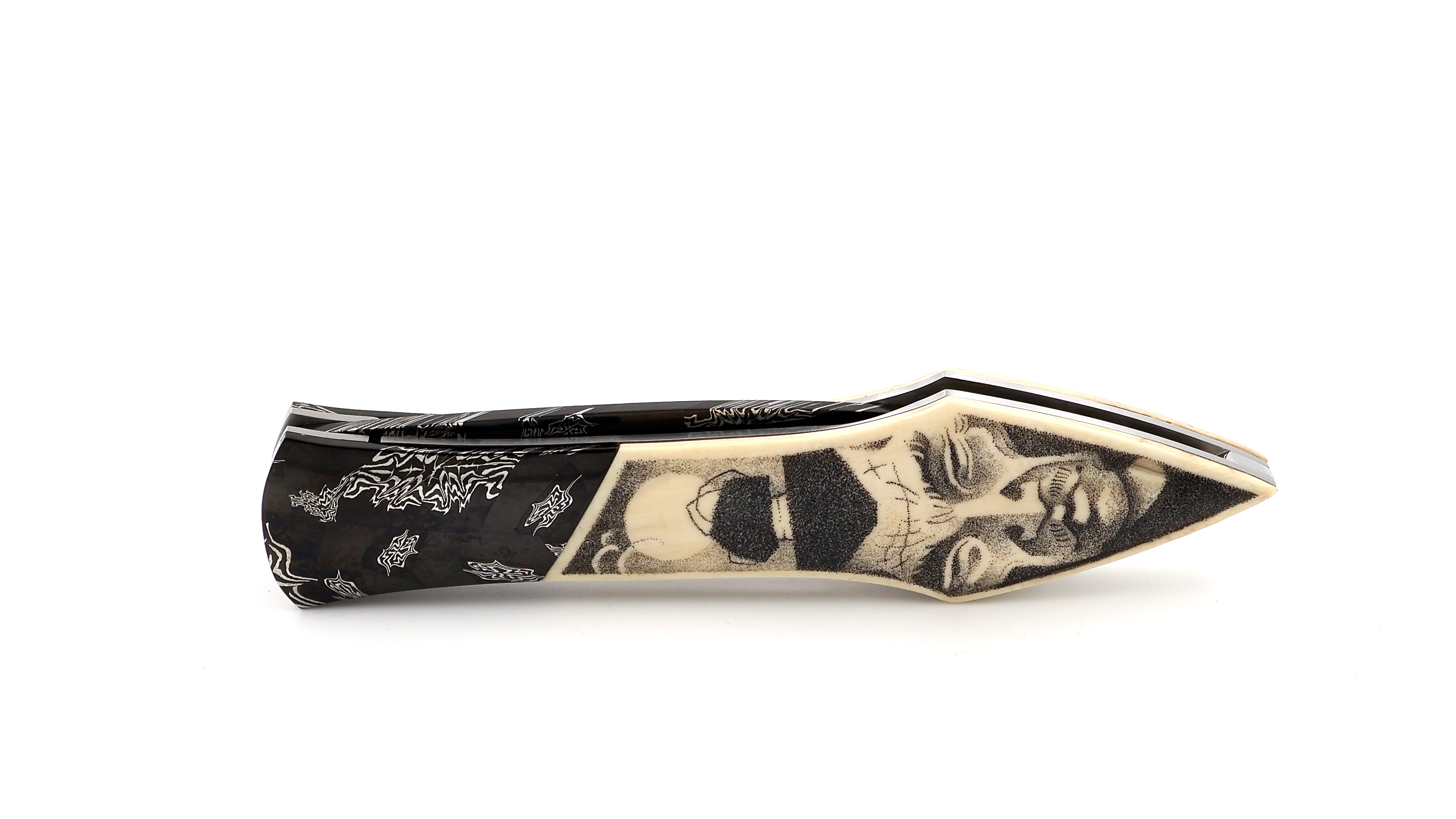 Laraud Blades L’Oegopsyde mammoth ivory scrimshaw mosaik-damscus