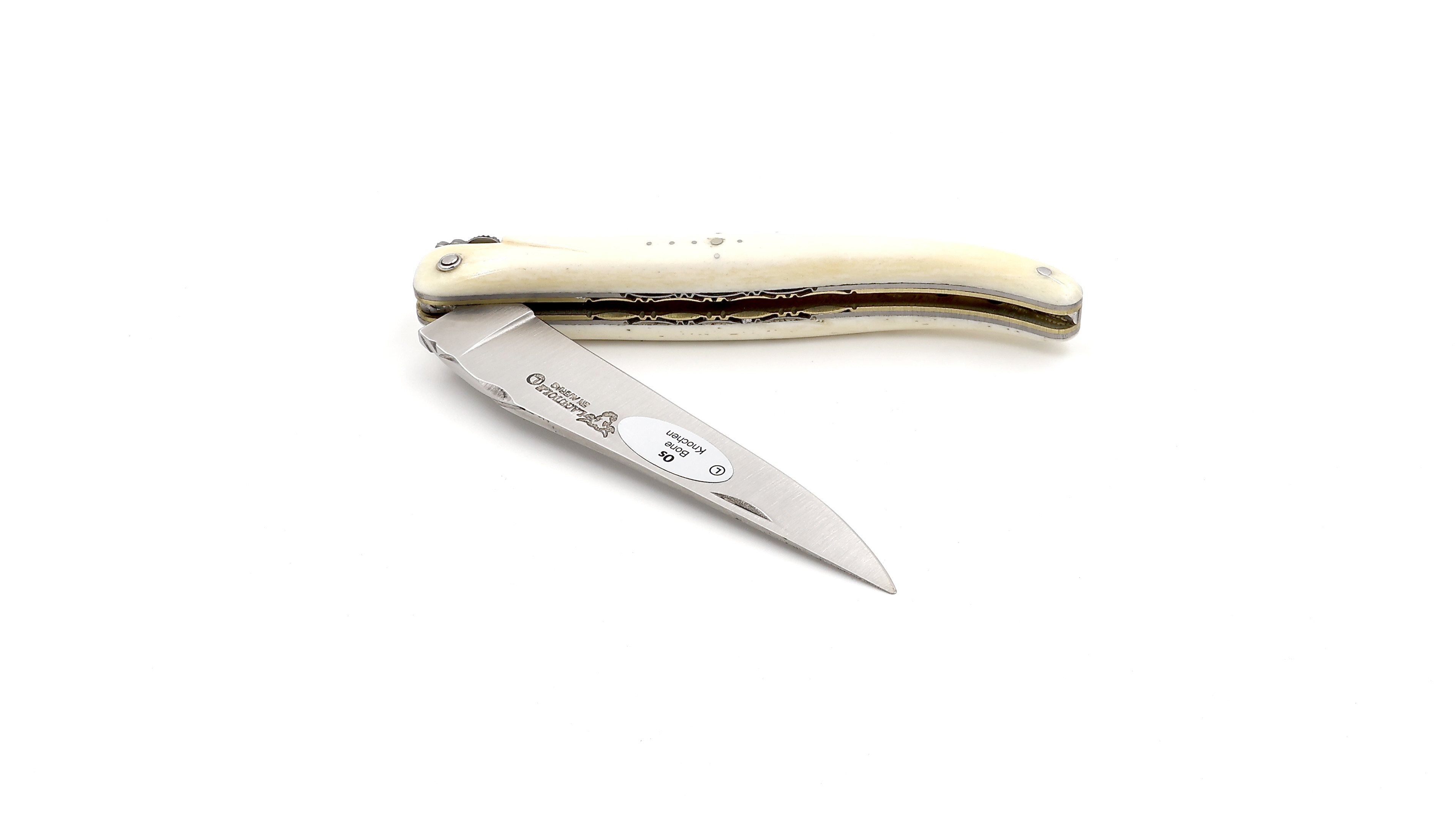 Laguiole en Aubrac Knochen massiv Messingplatine Doppelplatine 12 cm