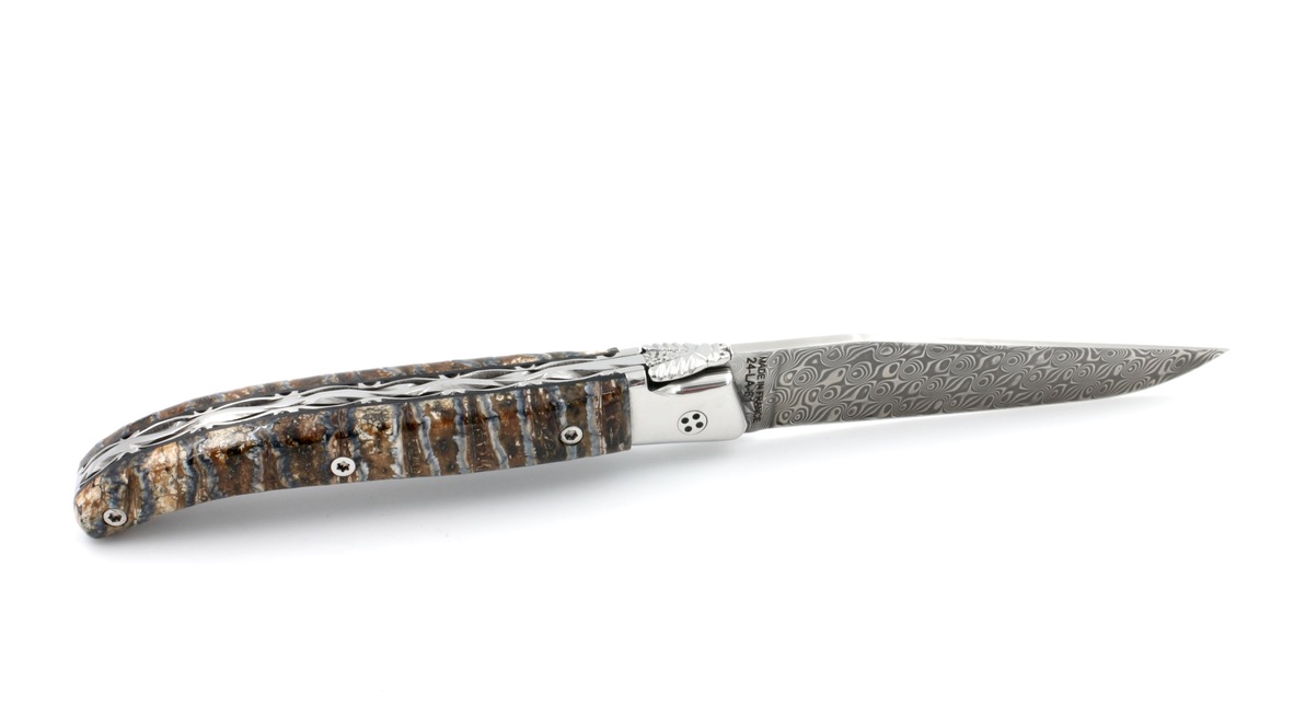 Claude DOZORME Laguiole Messer LUX Mammutbackenzahn 12 cm Damastklinge