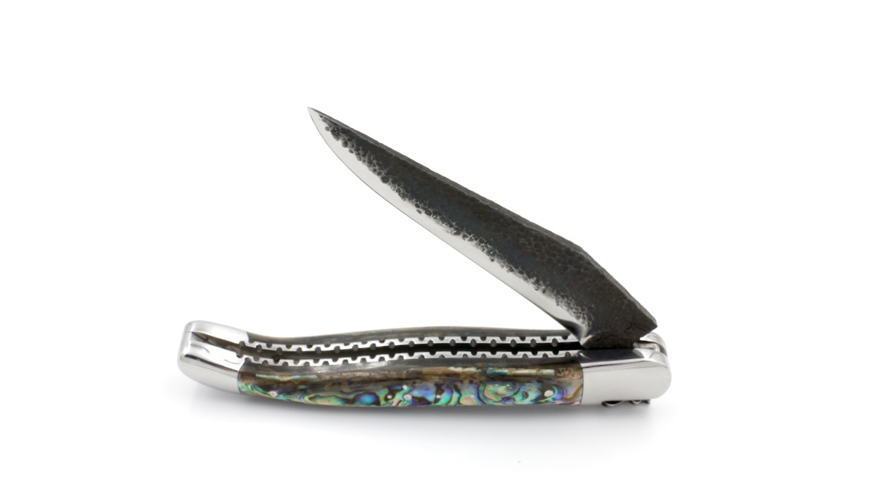 Honoré Durand Laguiole knife Prestige doubleplates Abalone shiny brut de forge 12 cm