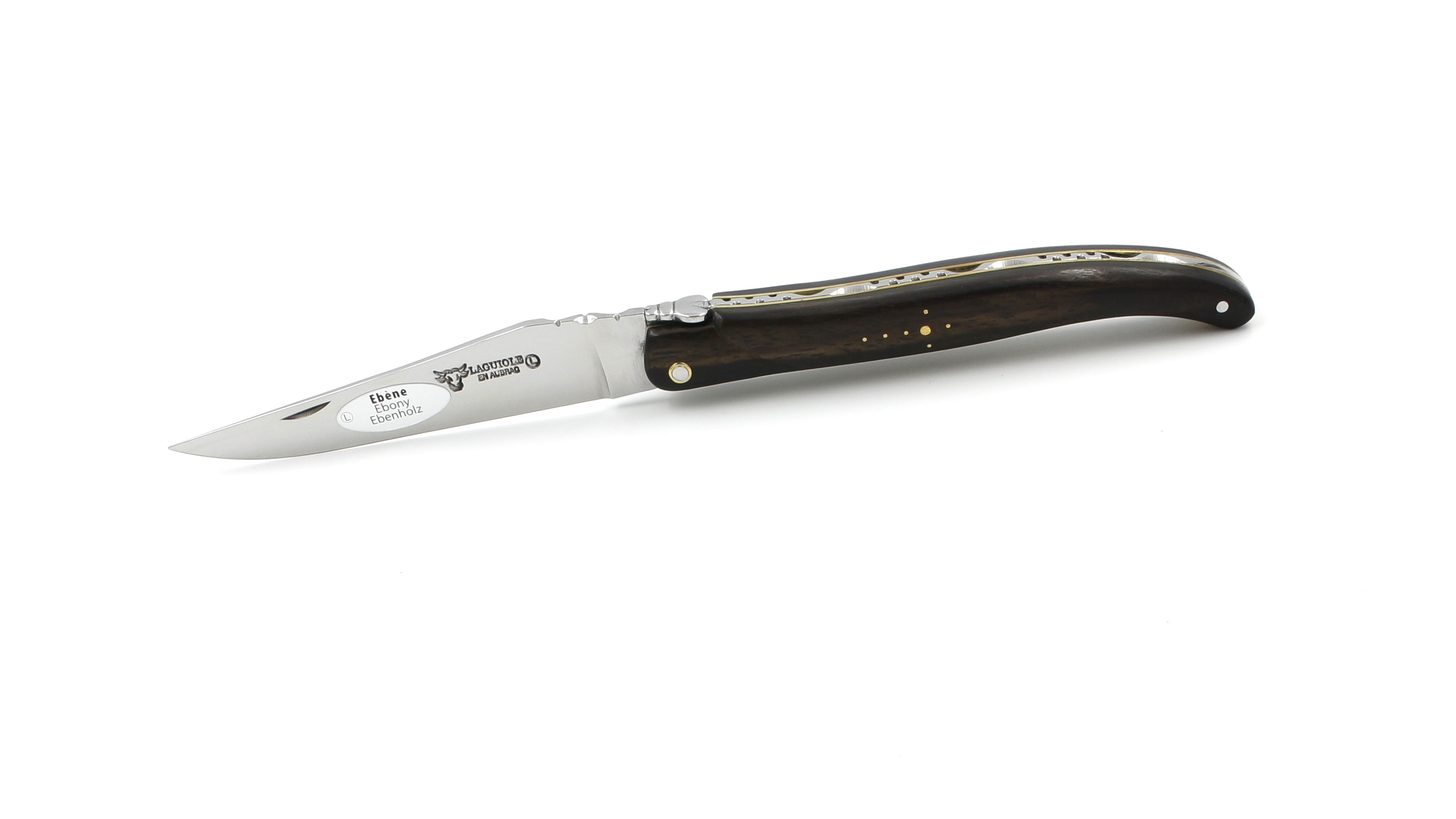 Laguiole en Aubrac Ebenholz massiver Griff Messingplatine 12 cm