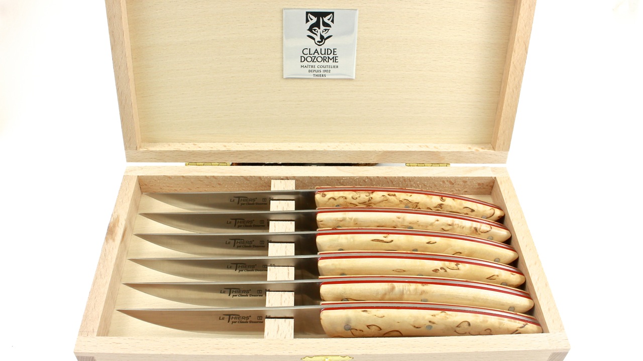 Claude DOZORME Thiers Steakmesser norwegische Maserbirke 6-tlg.