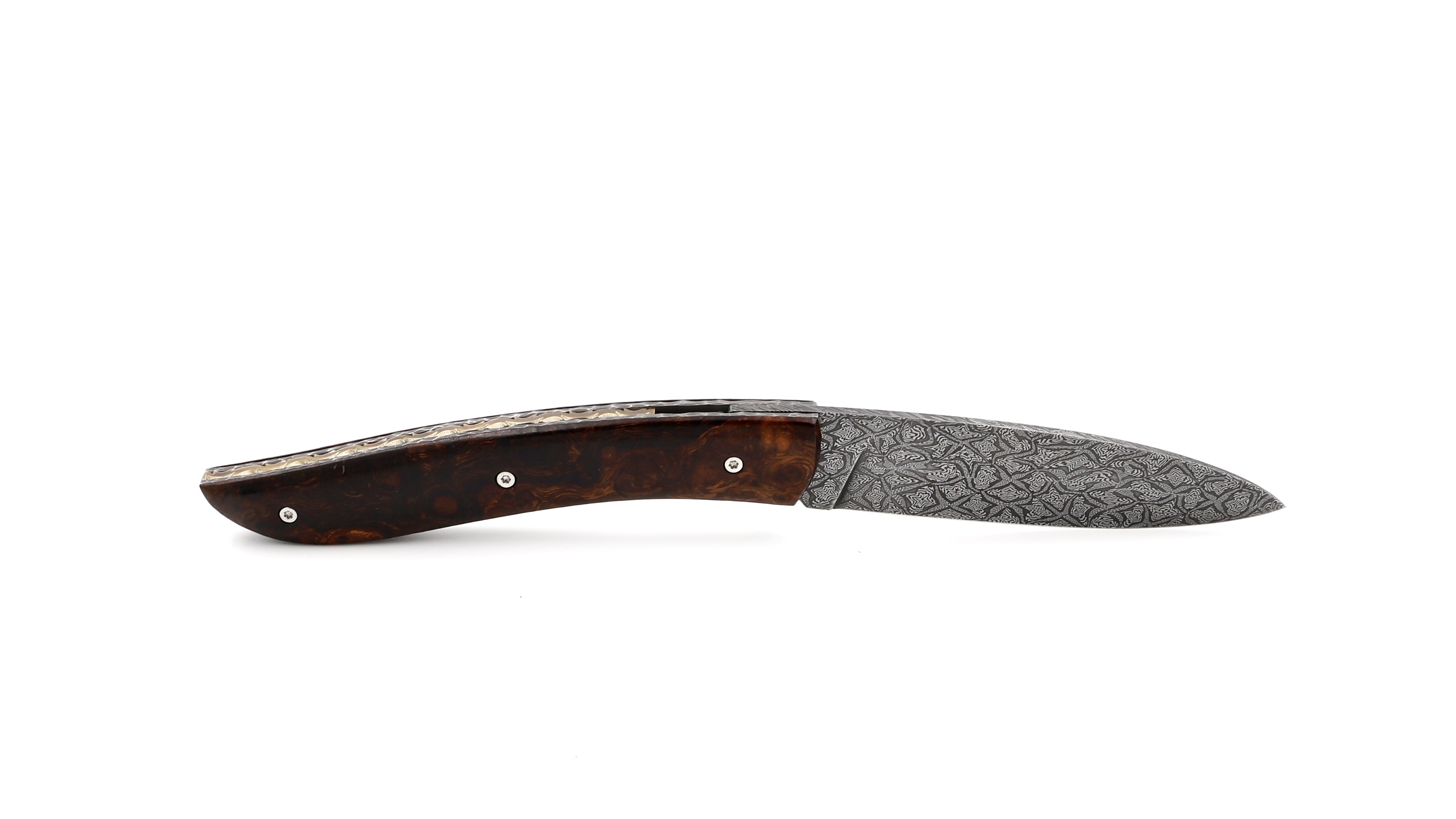 Atelier NÉVÉ Tim Bernard macassar ebony and mother of pearl with mosaik damascus blade 