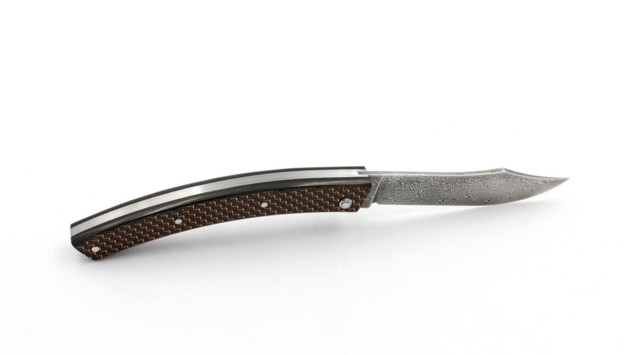COGNET thiers knife copper carbon damascus blade