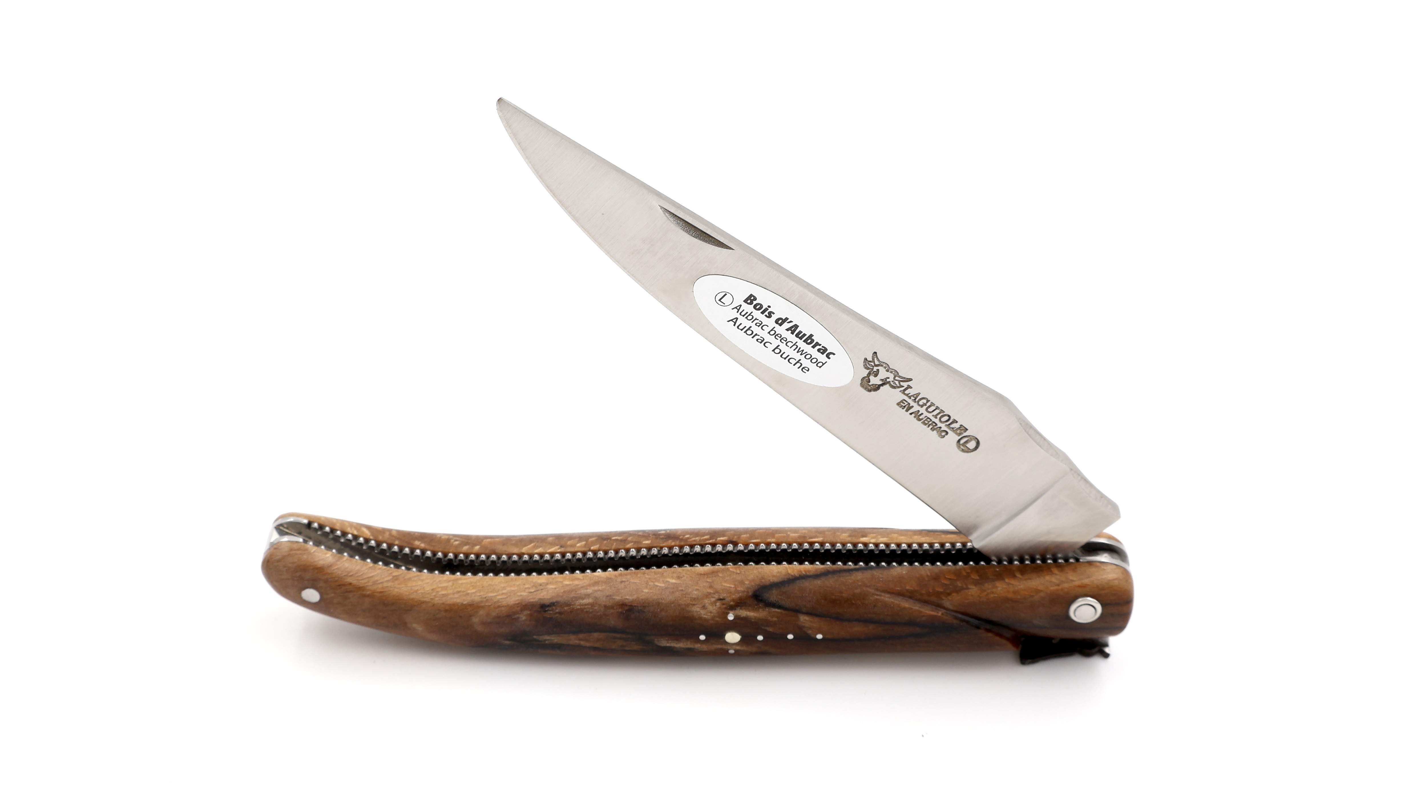 Laguiole en Aubrac aubrac wood pearl full handle chisled plates 12 cm
