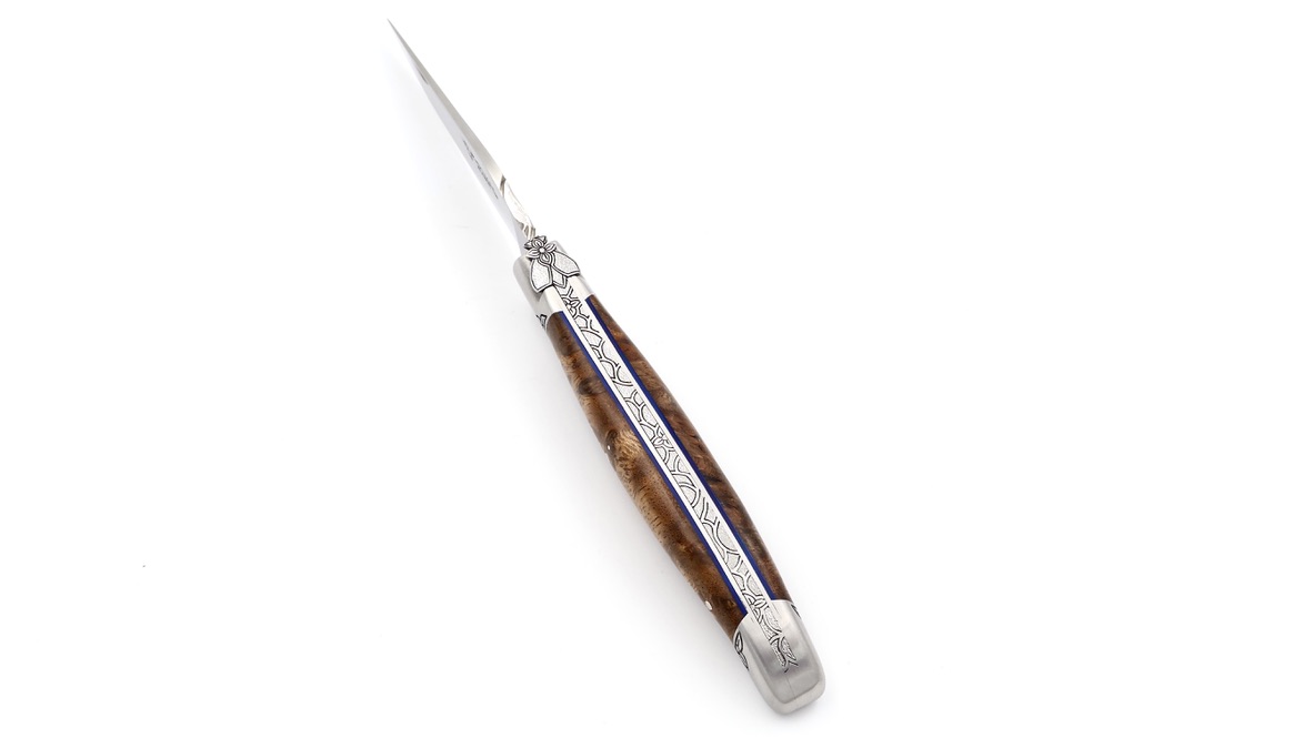 Laguiole en Aubrac master piece laguiole knife burl of albizia 12 cm