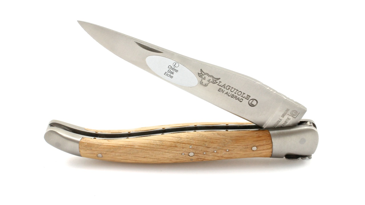 Laguiole en Aubrac guillochierte Platine Eiche 12 cm