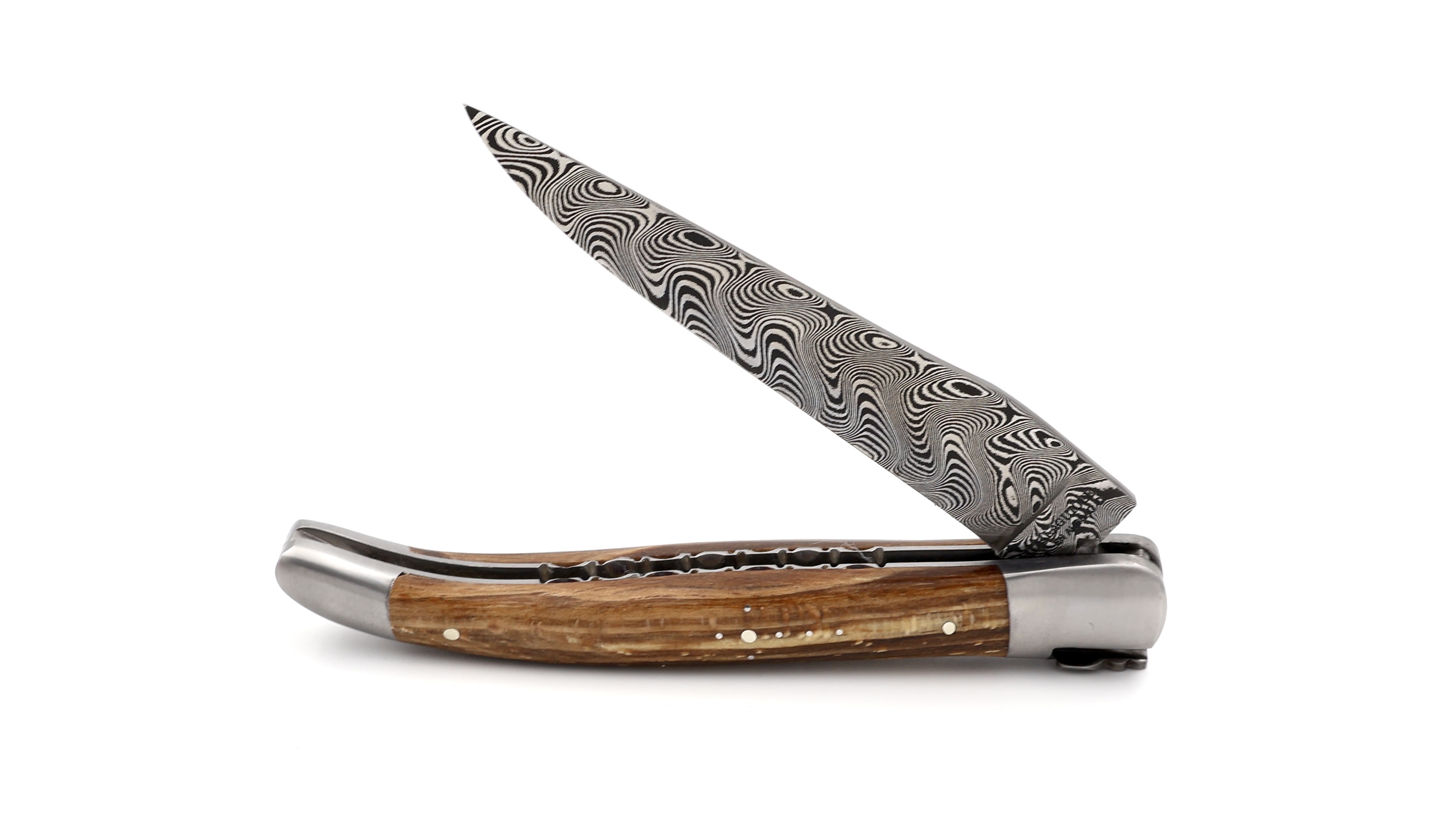 Laguiole en Aubrac DSC® Carbon damascus Aubrac beech chiseled plates 12 cm