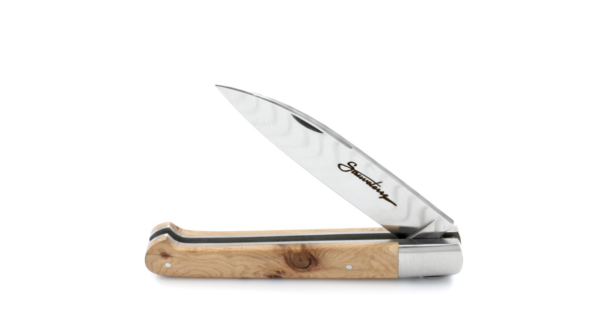 Sauveterre knife chiseled juniper damascus blade 11 cm