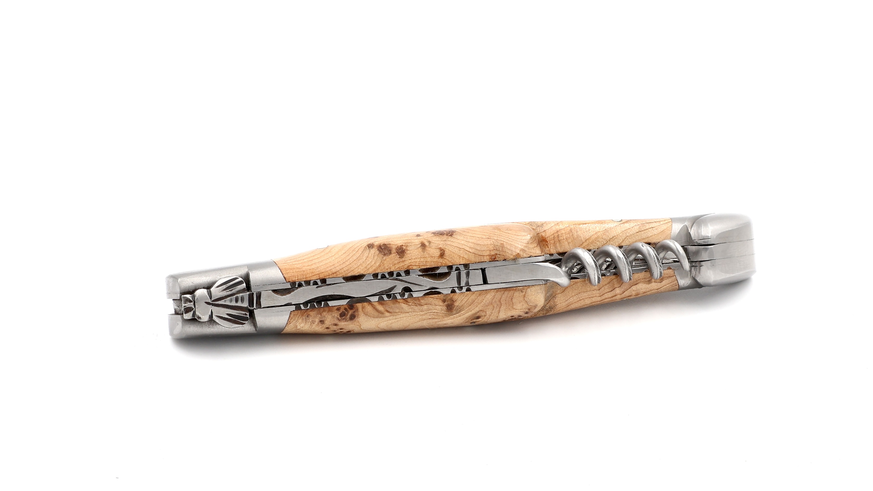 Laguiole en Aubrac Wacholder mit Korkenzieher guillochiert 12 cm