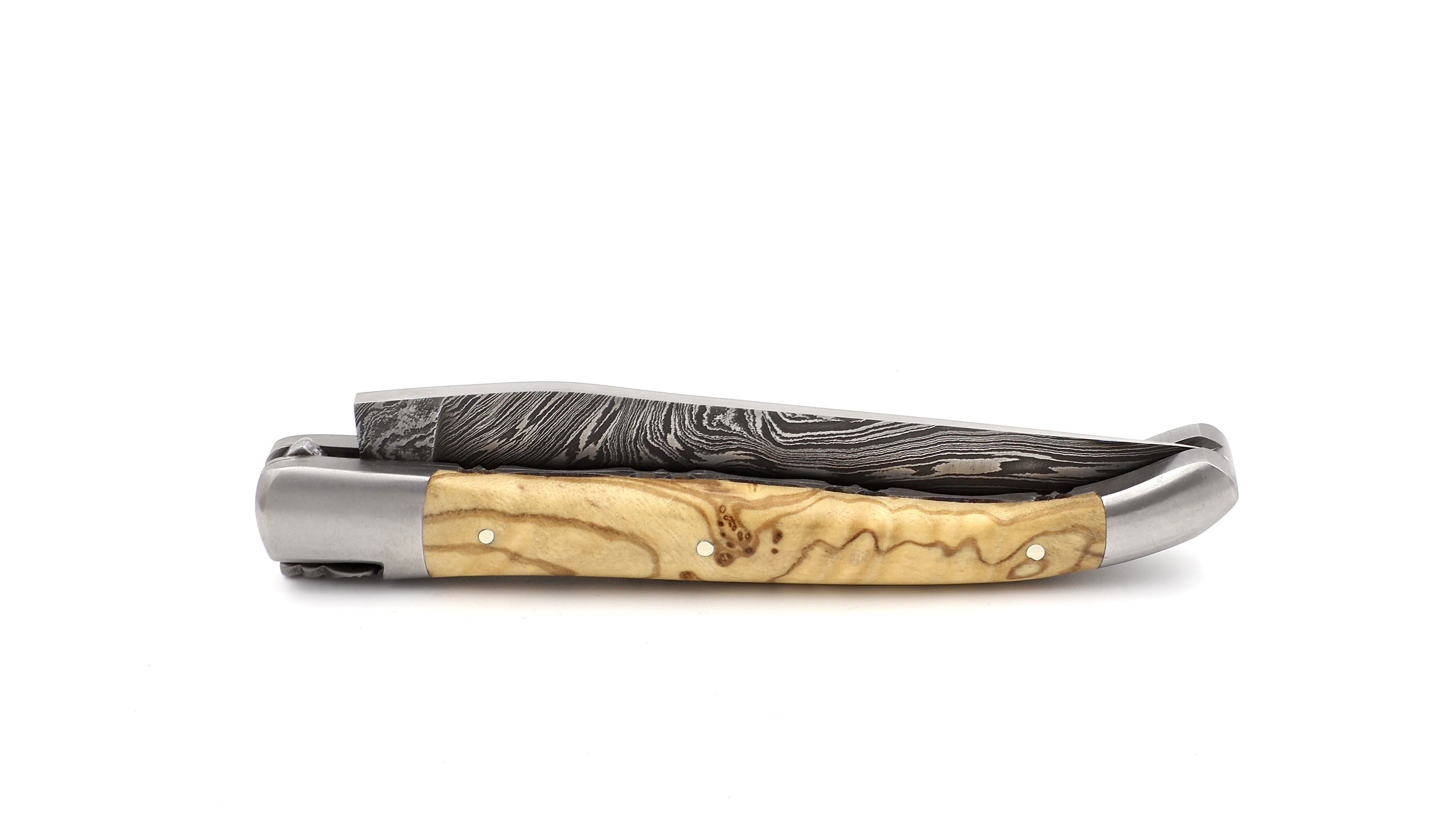 Laguiole en Aubrac Explosionsdamast Olive Doppelplatine 12 cm 