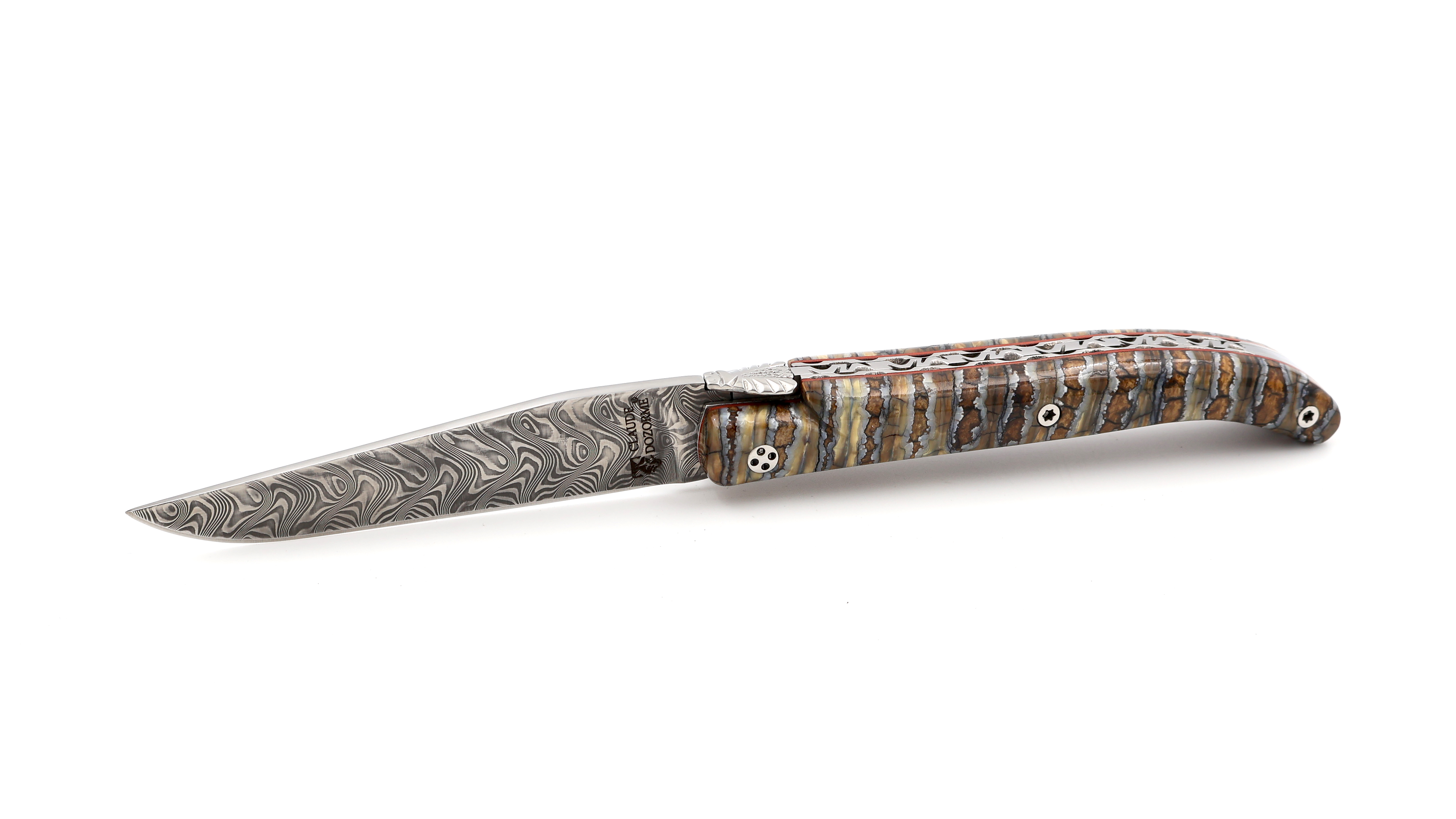 Claude DOZORME Laguiole Messer L'ATELIER Mammut-Backenzahn braun 12 cm Damastklinge
