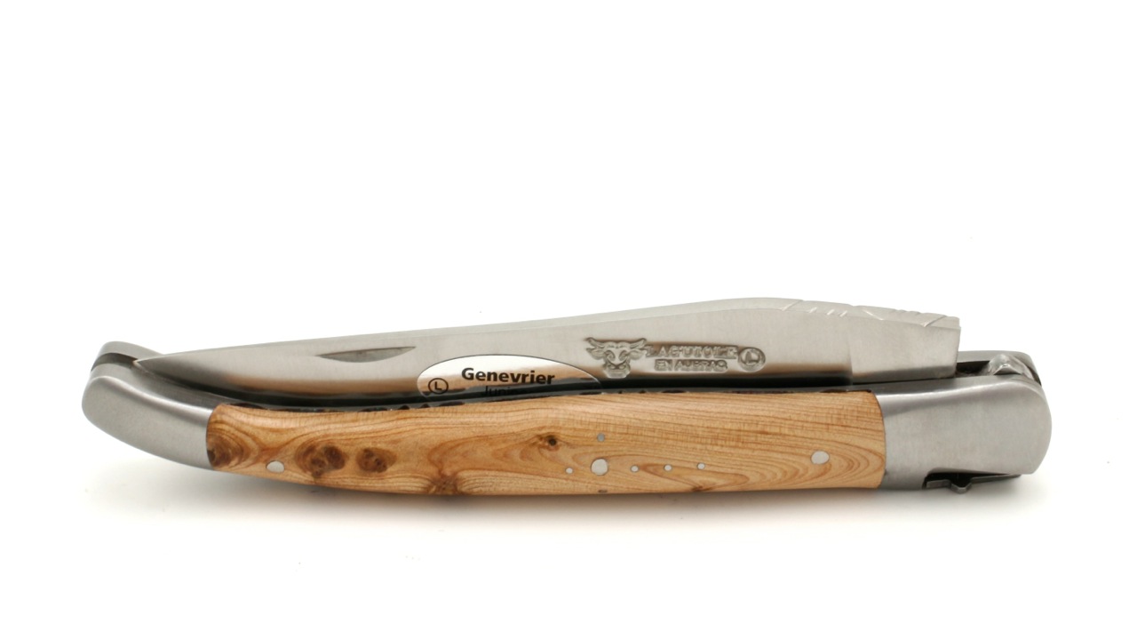 Freimaurer-Wacholder-guillochiert Laguiole en Aubrac Freimaurer guillochierte Platine Wacholder 12 cm