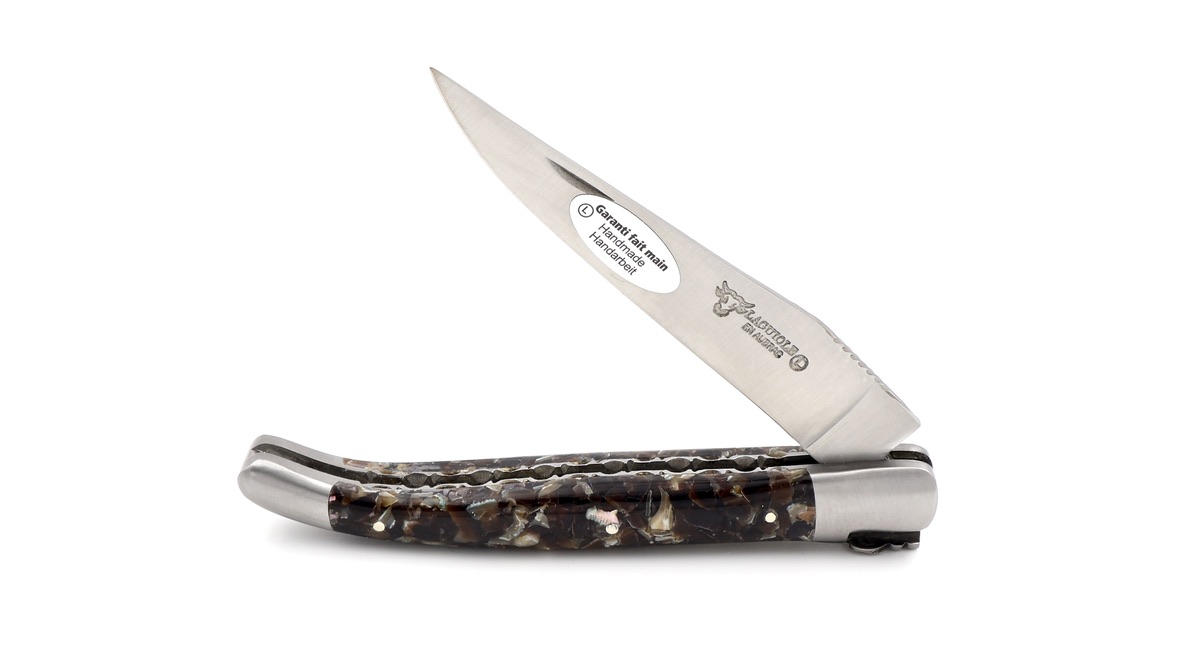 Laguiole en Aubrac abalone & mussel shell handcarved plates 12 cm