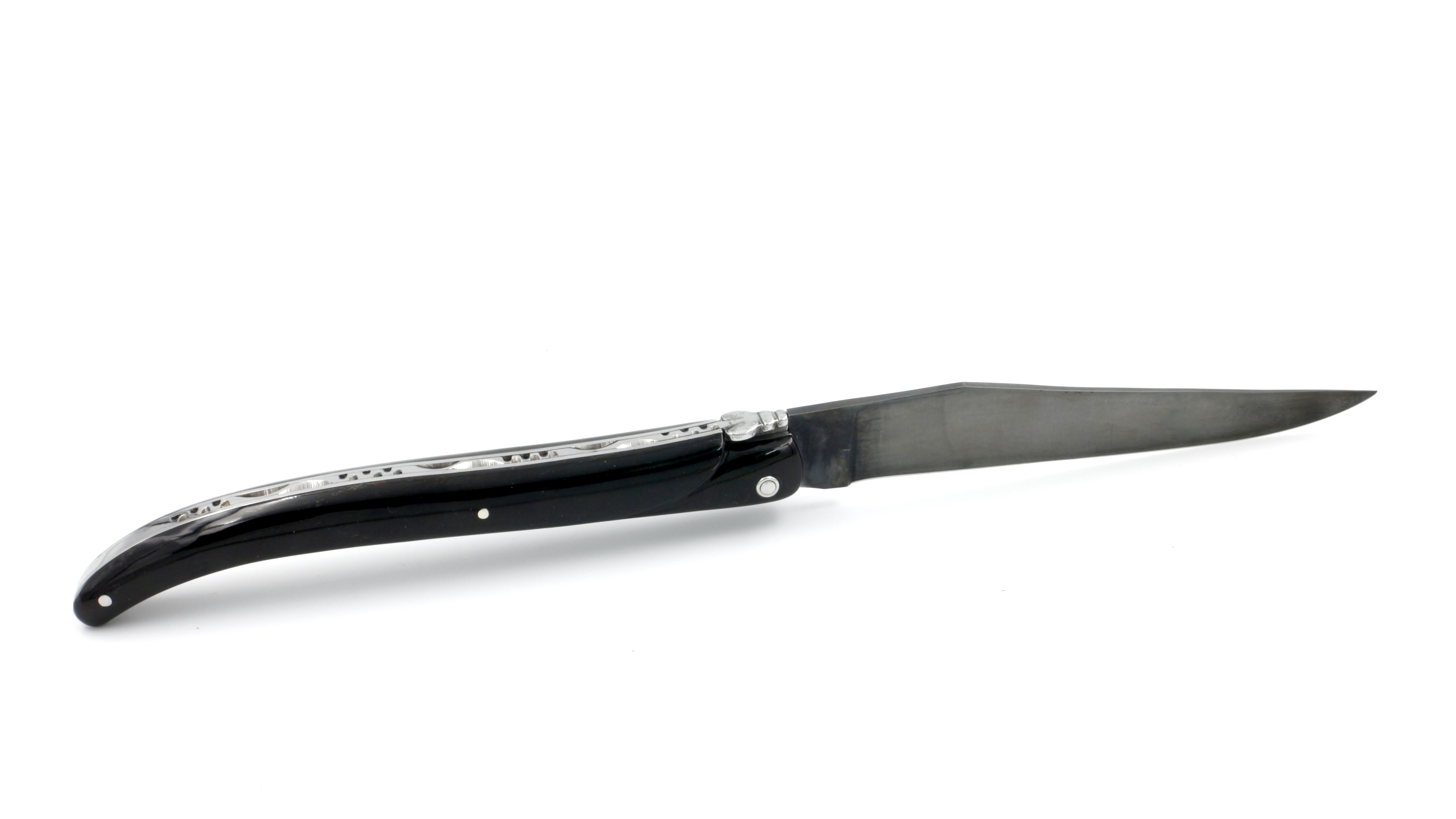 Laguiole en Aubrac pressed buffalo horn full handle blade antique optic 14 cm