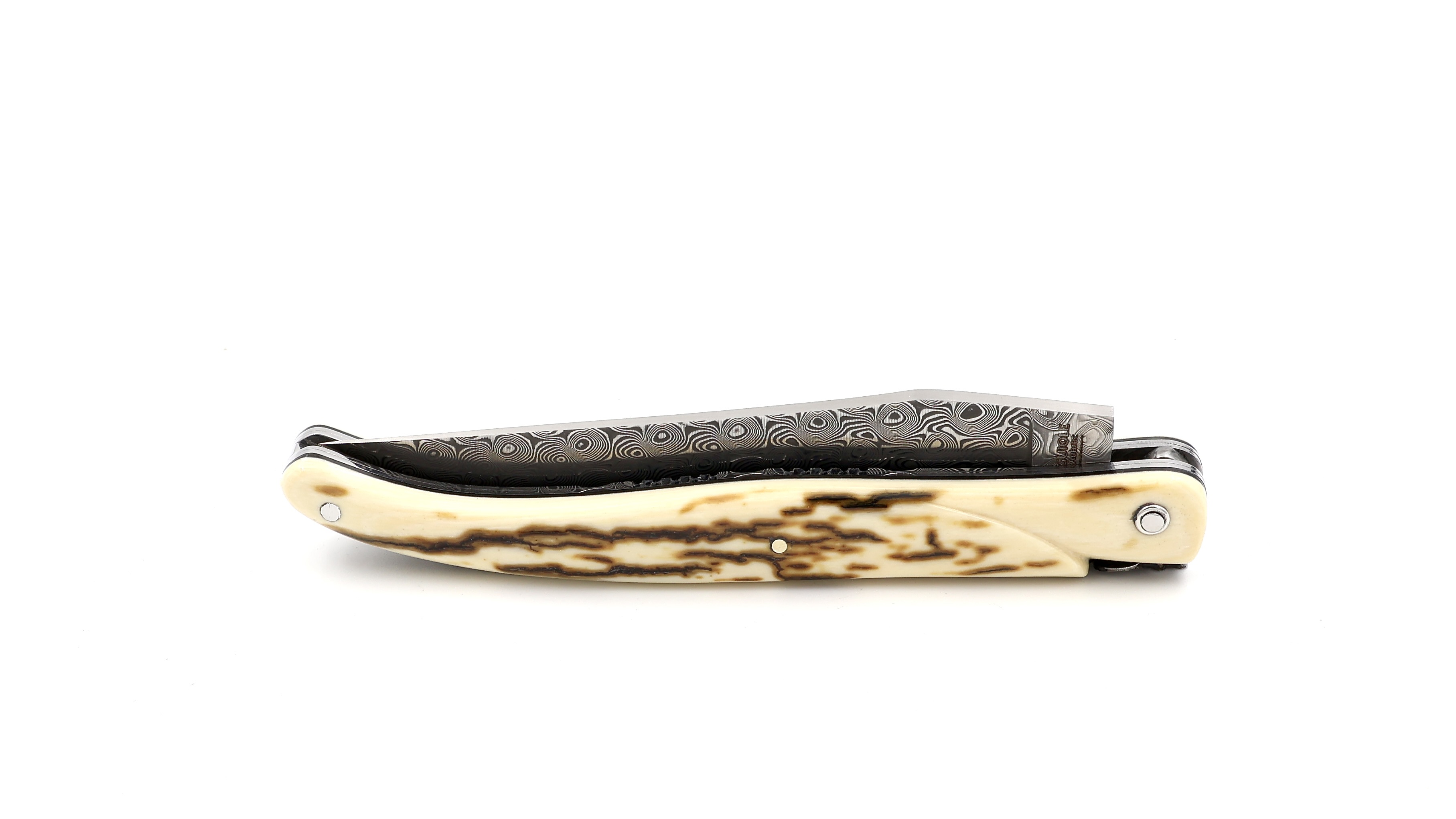 Laguiole en Aubrac DSC® Rosendamast Mammutelfenbein Kruste massiv Doppelplatinen 12 cm