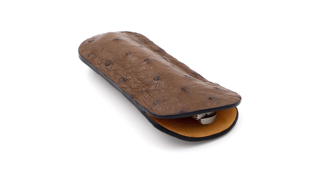 Atelier N°7 ostrich leather brown 14 cm