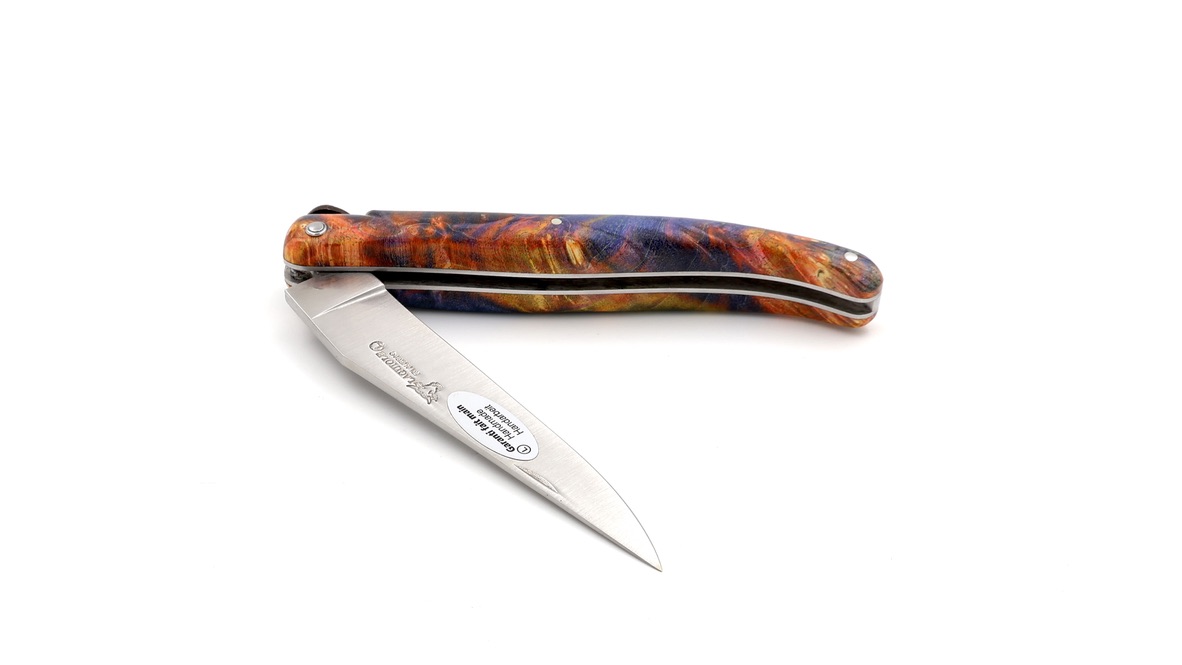 Laguiole en Aubrac Laguiole elder burl with EARTH bee DSC® Carbon damascus 12 cm
