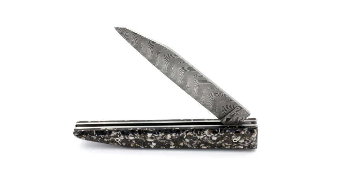 Charles Canon Le TERRIL polished coal and oyster shell damascus
