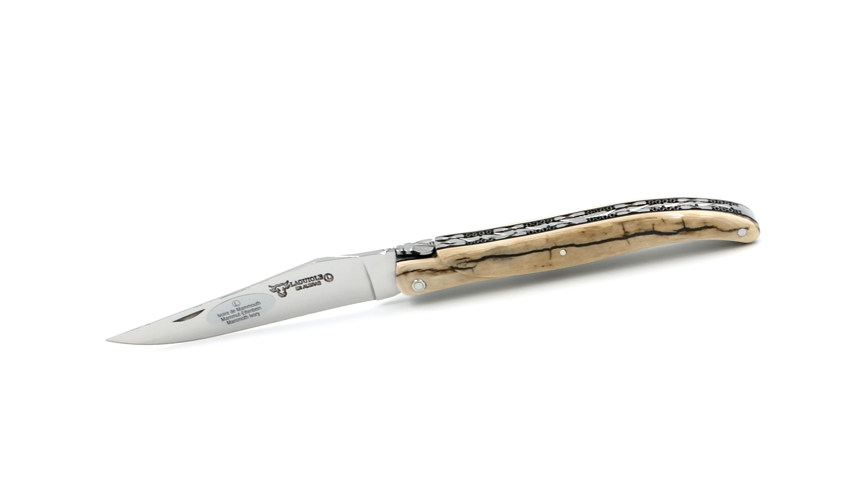 Laguiole en Aubrac Mammutelfenbein Kruste massiv Doppelplatine 12 cm 