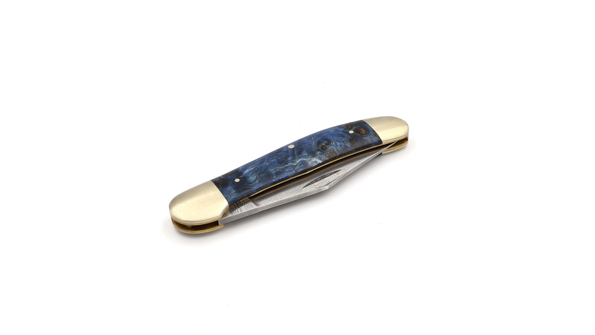 Robert Klaas US-Copperhead knife  maple burl damascus blade