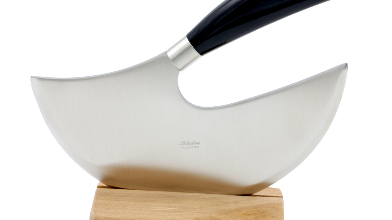 Saladini Sellaio chopper knife with stand buffalo horn 