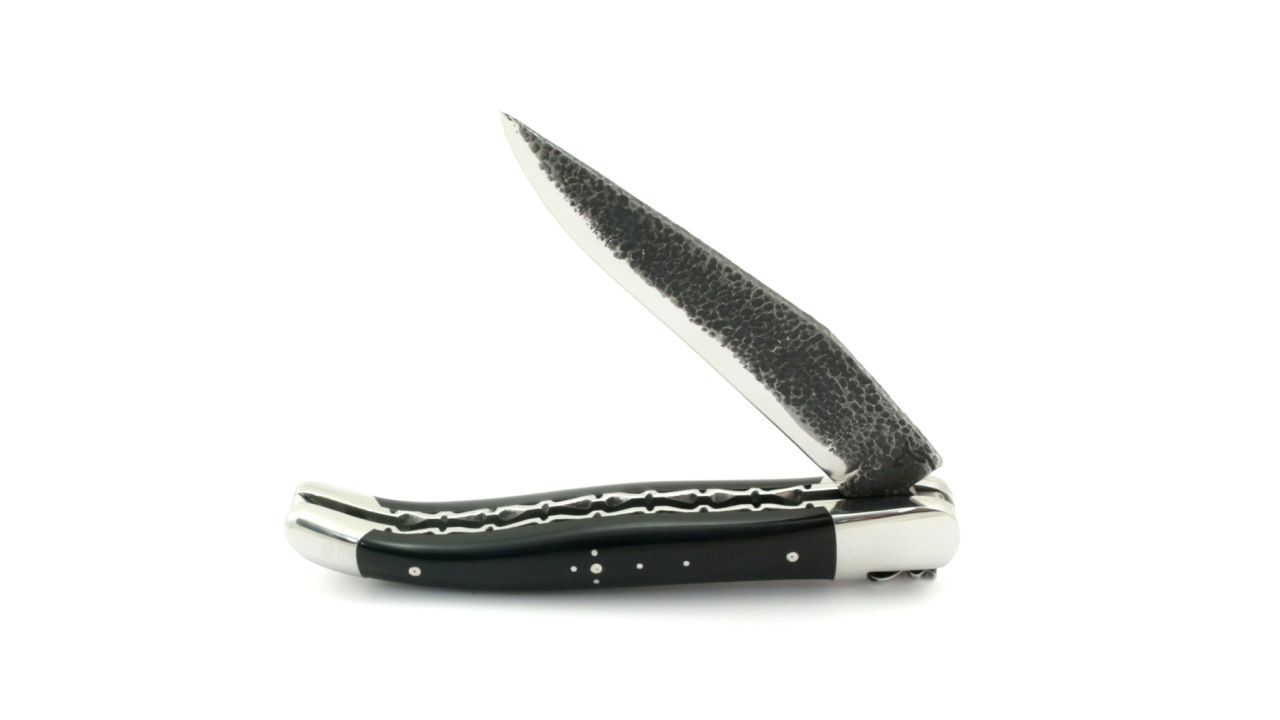 Honoré Durand Laguiole knife Prestige doubleplates Brut de Forge buffalo horn crust 12 cm