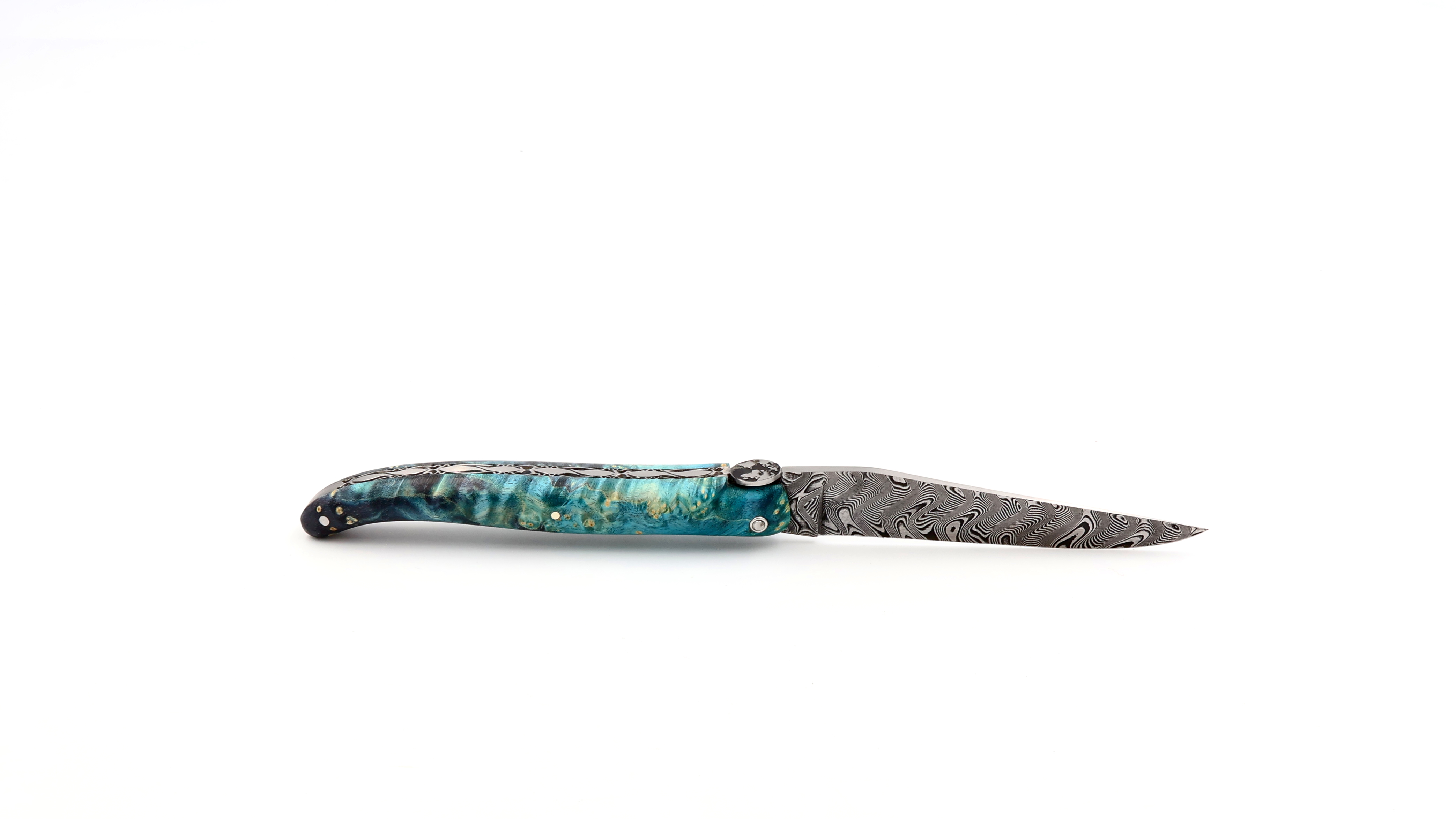 Laguiole en Aubrac Laguiole elder burl with EARTH bee DSC® Carbon damascus 12 cm