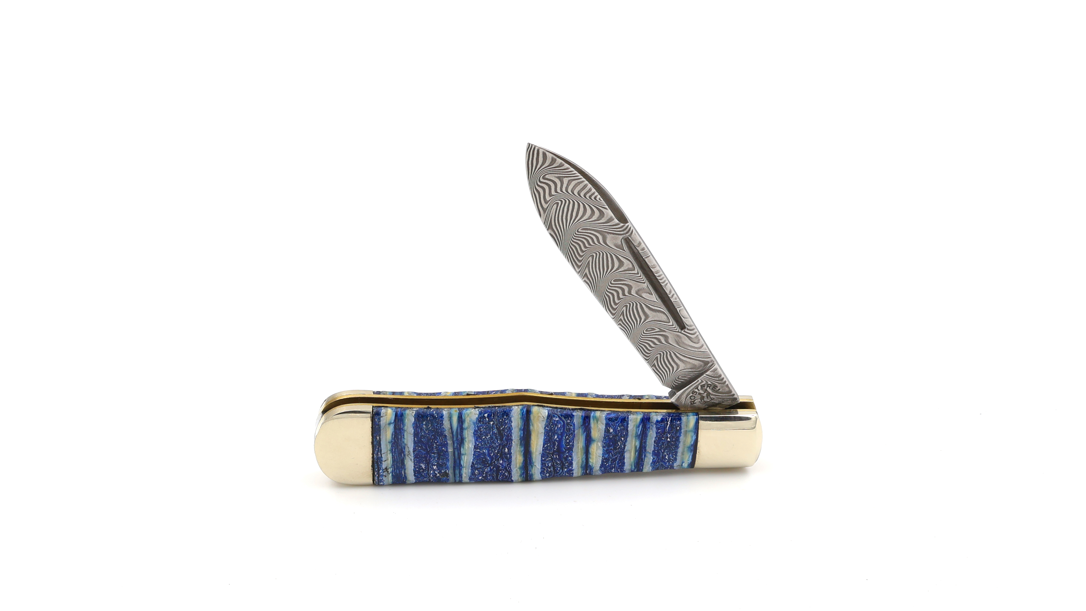 Robert Klaas Flaschen-Erl mammoth tusk stanless damascusblade