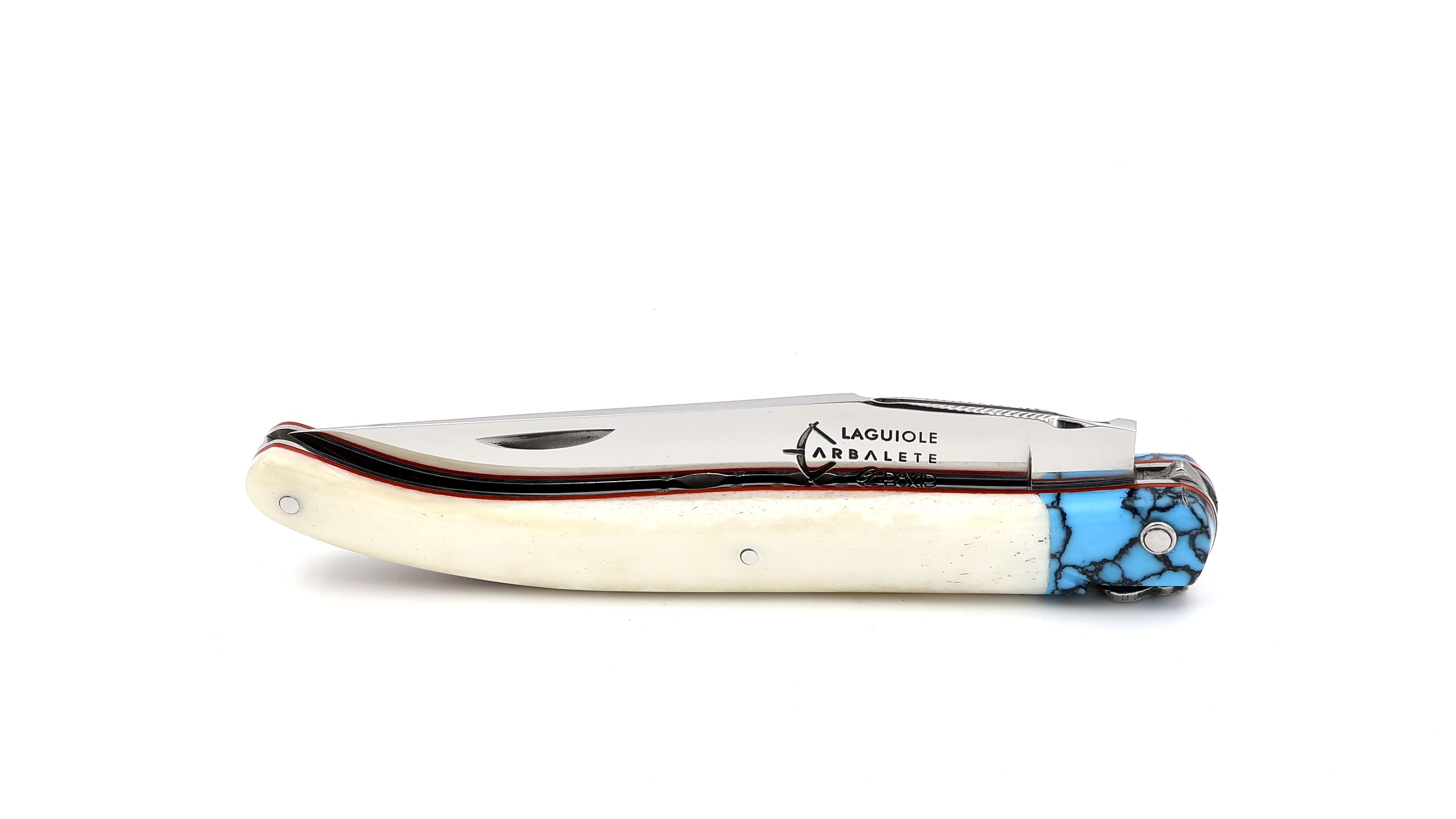 ARBALETE G. David Laguiole Knochen/Türkis poliert 12 cm
