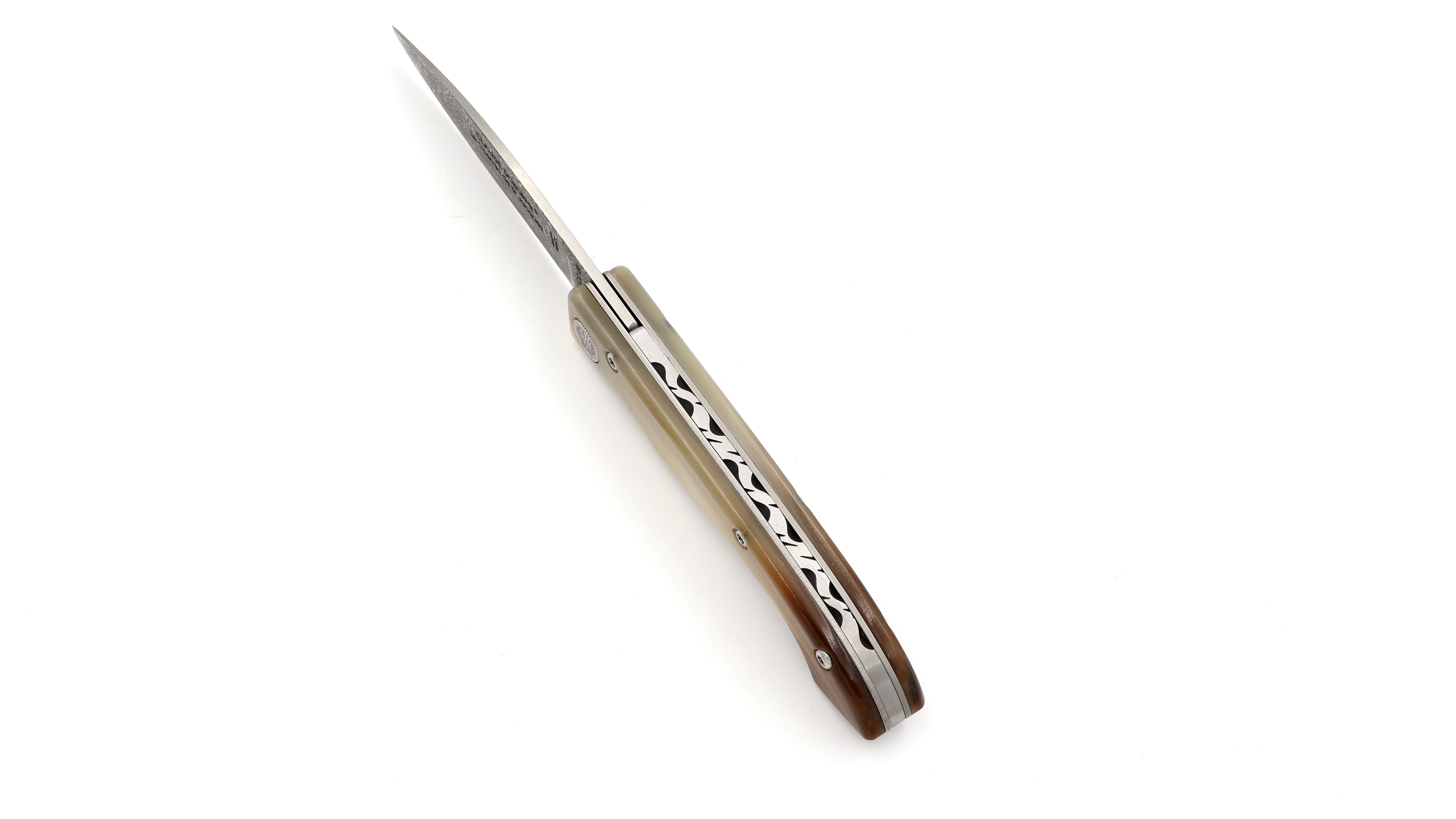Claude DOZORME Capucin Compostelle horn tip damascus blade