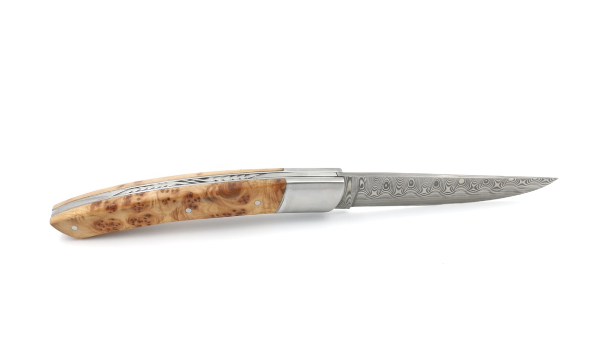AU SABOT Le Thiers Messer 12 cm Wacholder Damastklinge
